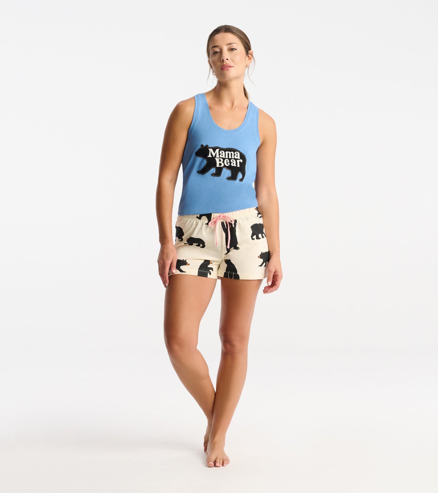 Black Bears on Natural Women's Sleep Shorts