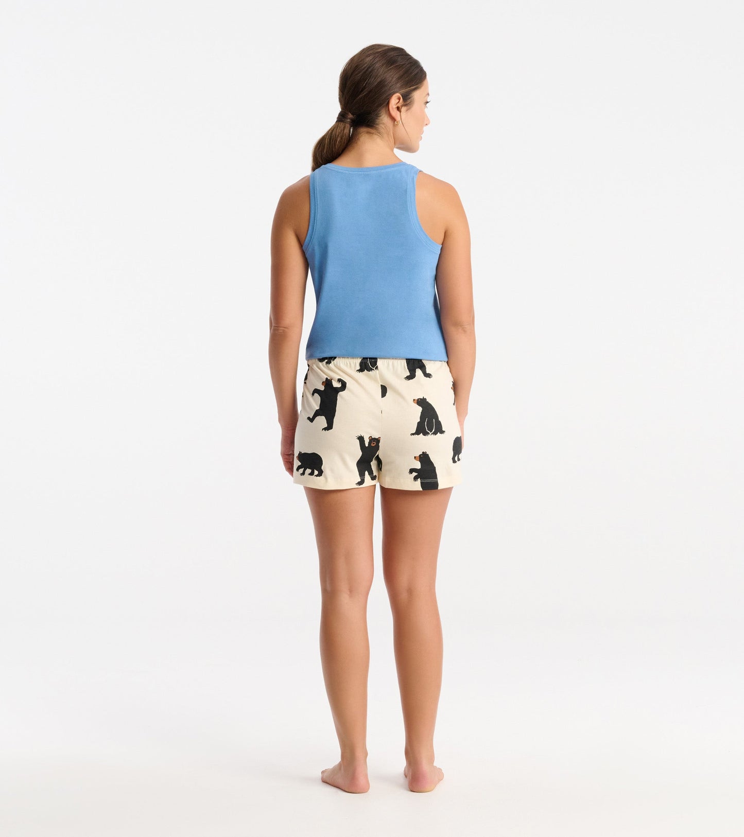 Black Bears on Natural Women's Sleep Shorts