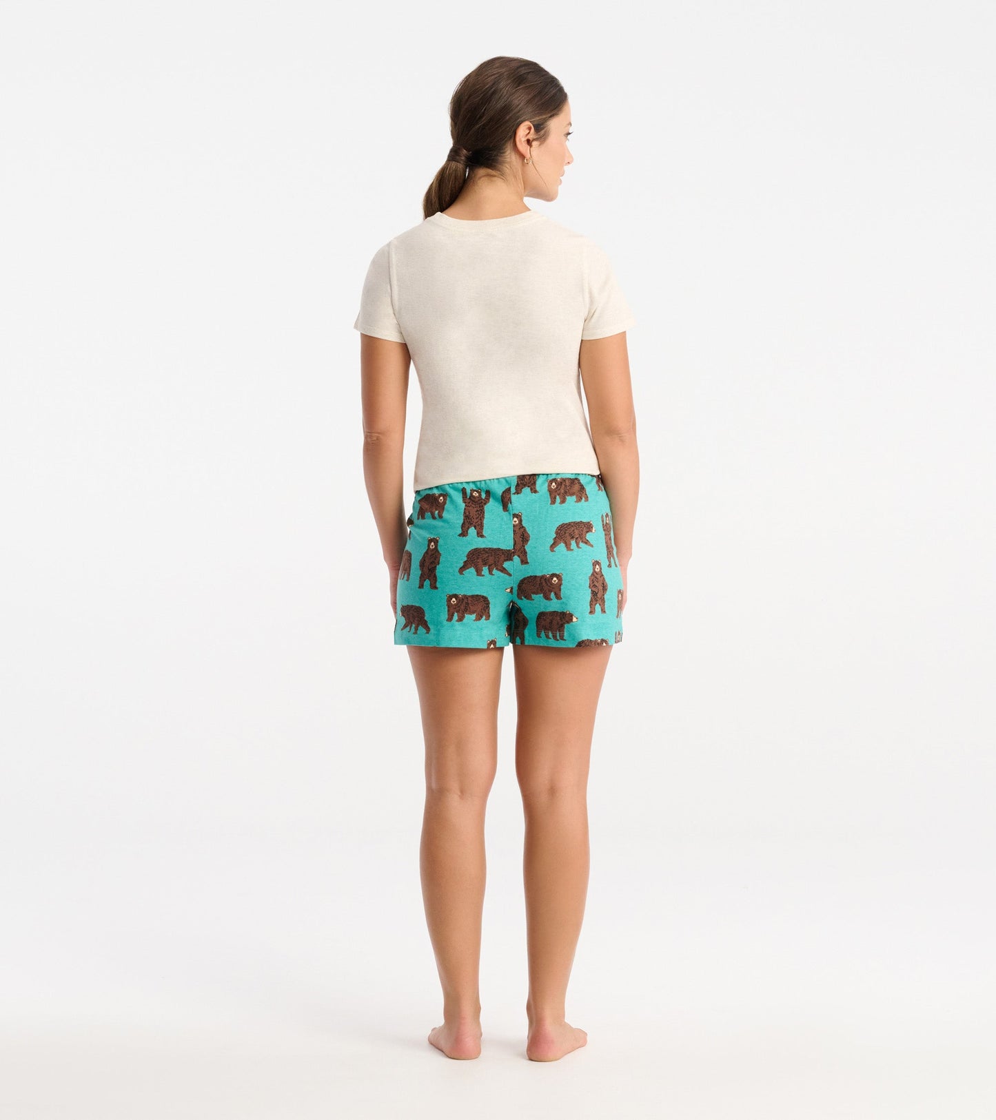 Women's Brown Bears Cotton Pajama Shorts