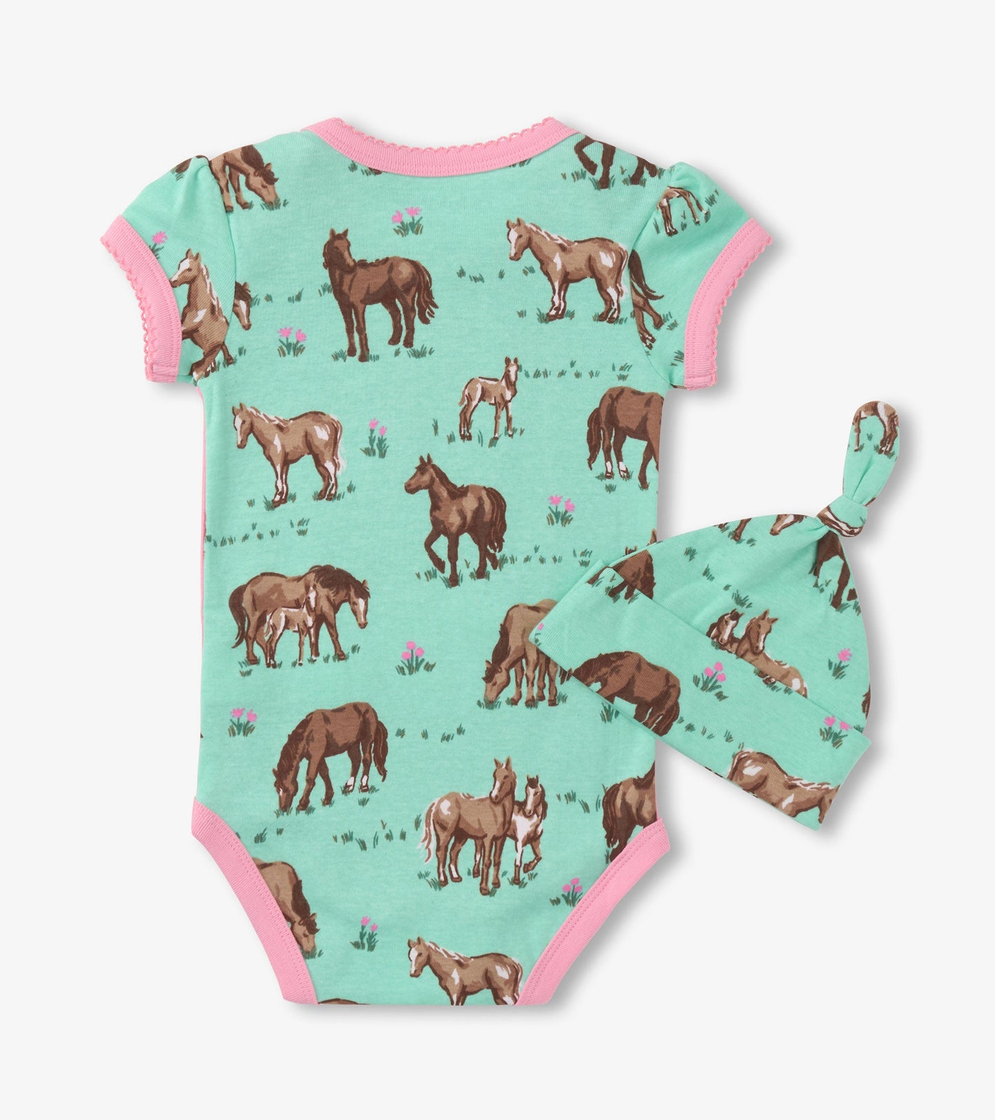 Baby Girls Western Horses Bodysuit & Hat