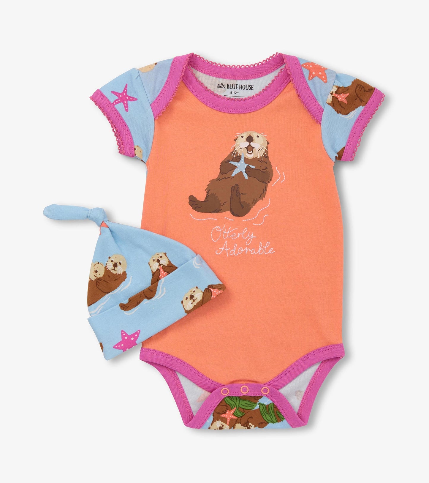 Baby Girls Happy Otters Bodysuit & Hat