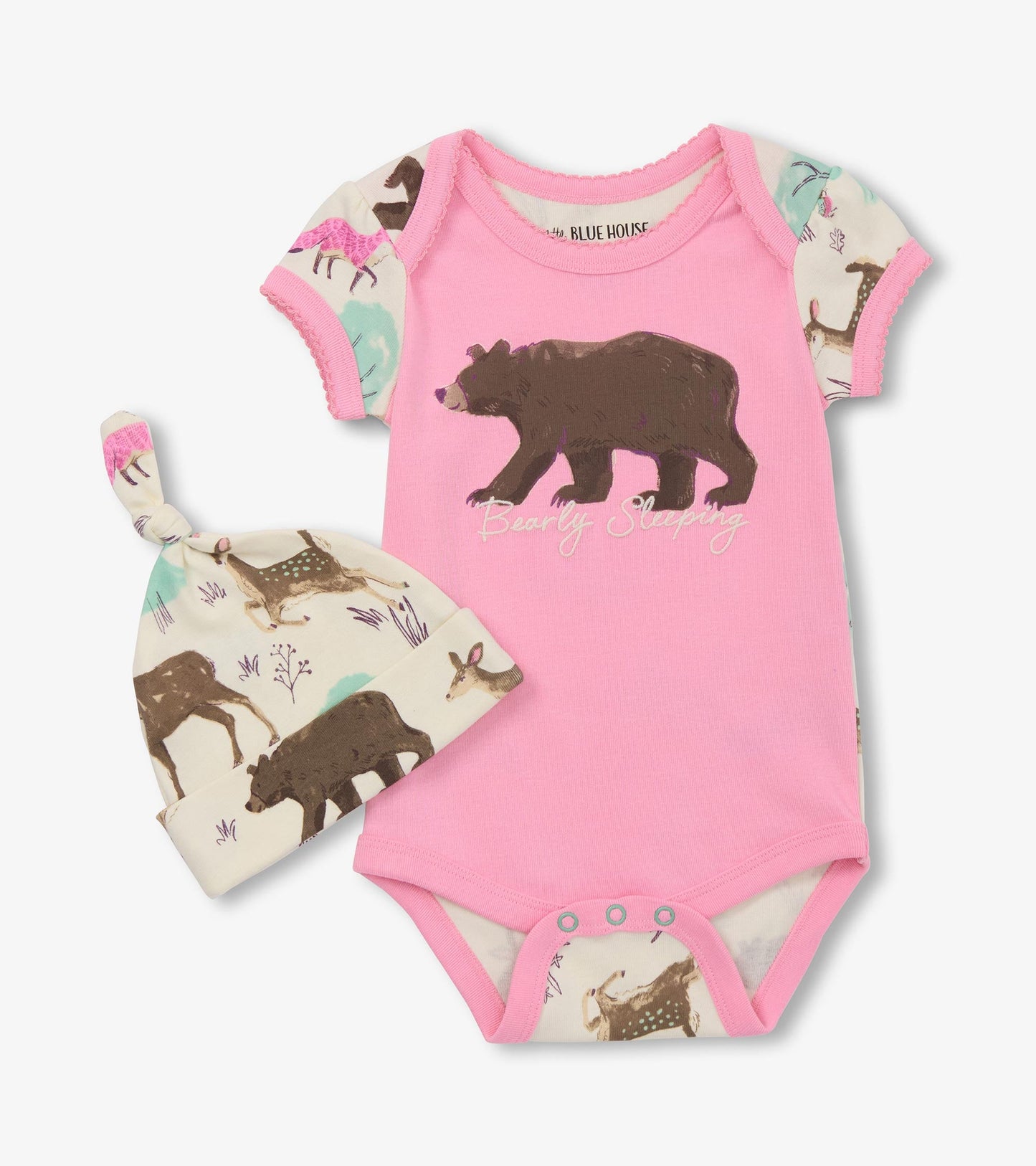 Baby Girls Forest Animals Bodysuit & Hat