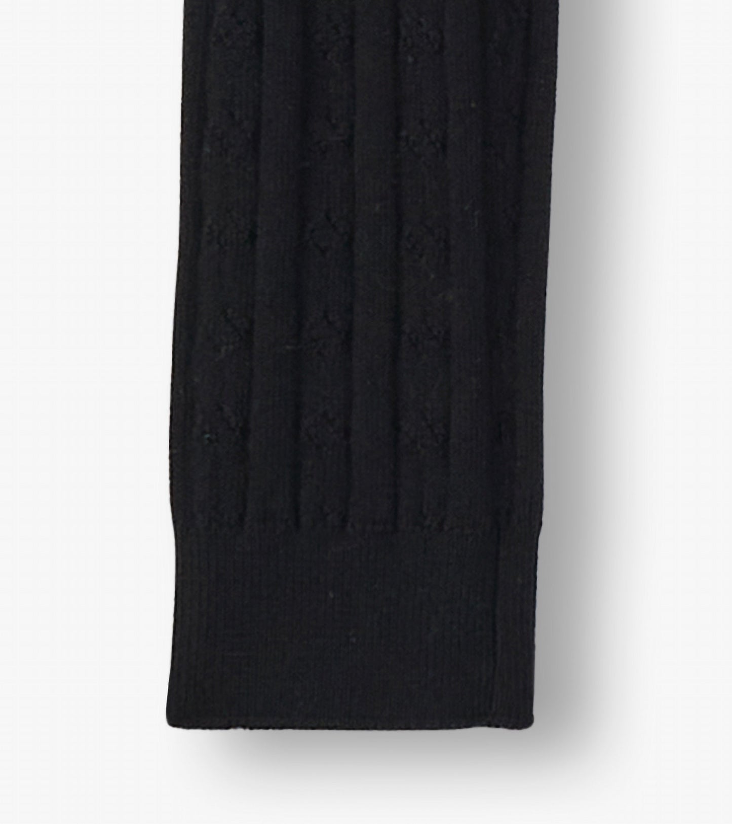 Black cable knit leggings with a textured pattern, suitable for girls in various sizes.