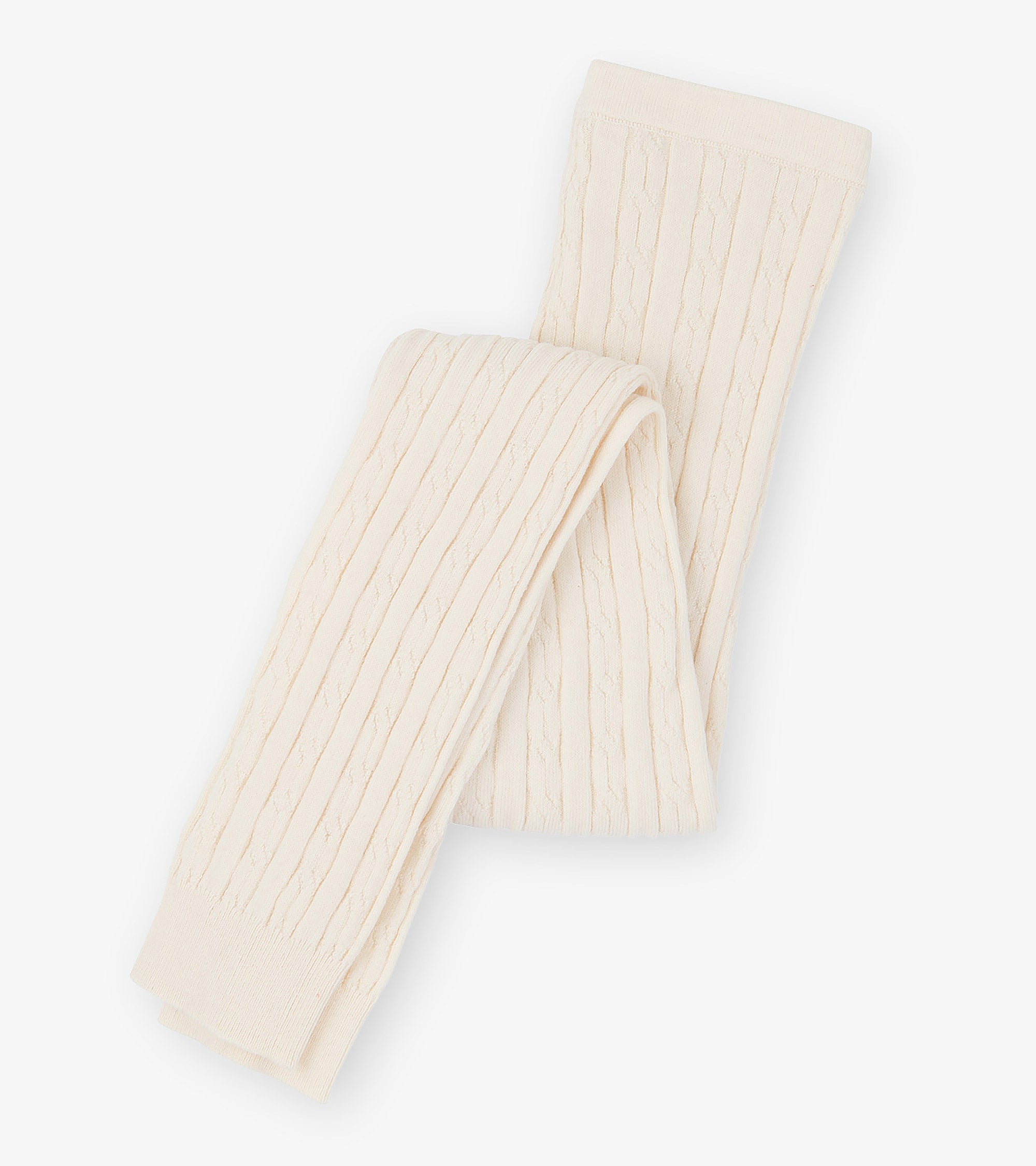 Girls Cream Cable Knit Tights - Main Image
