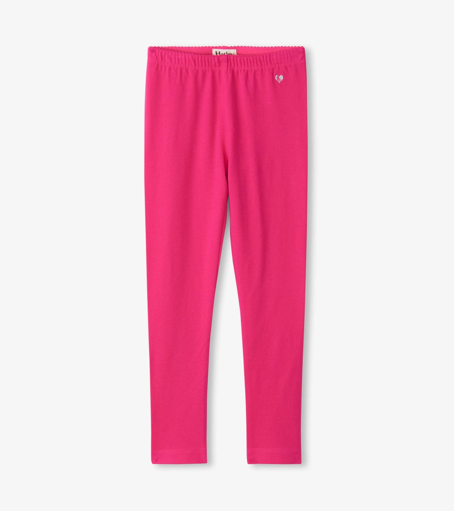 Bright pink leggings with a stretchy waistband, designed for comfort and active play.