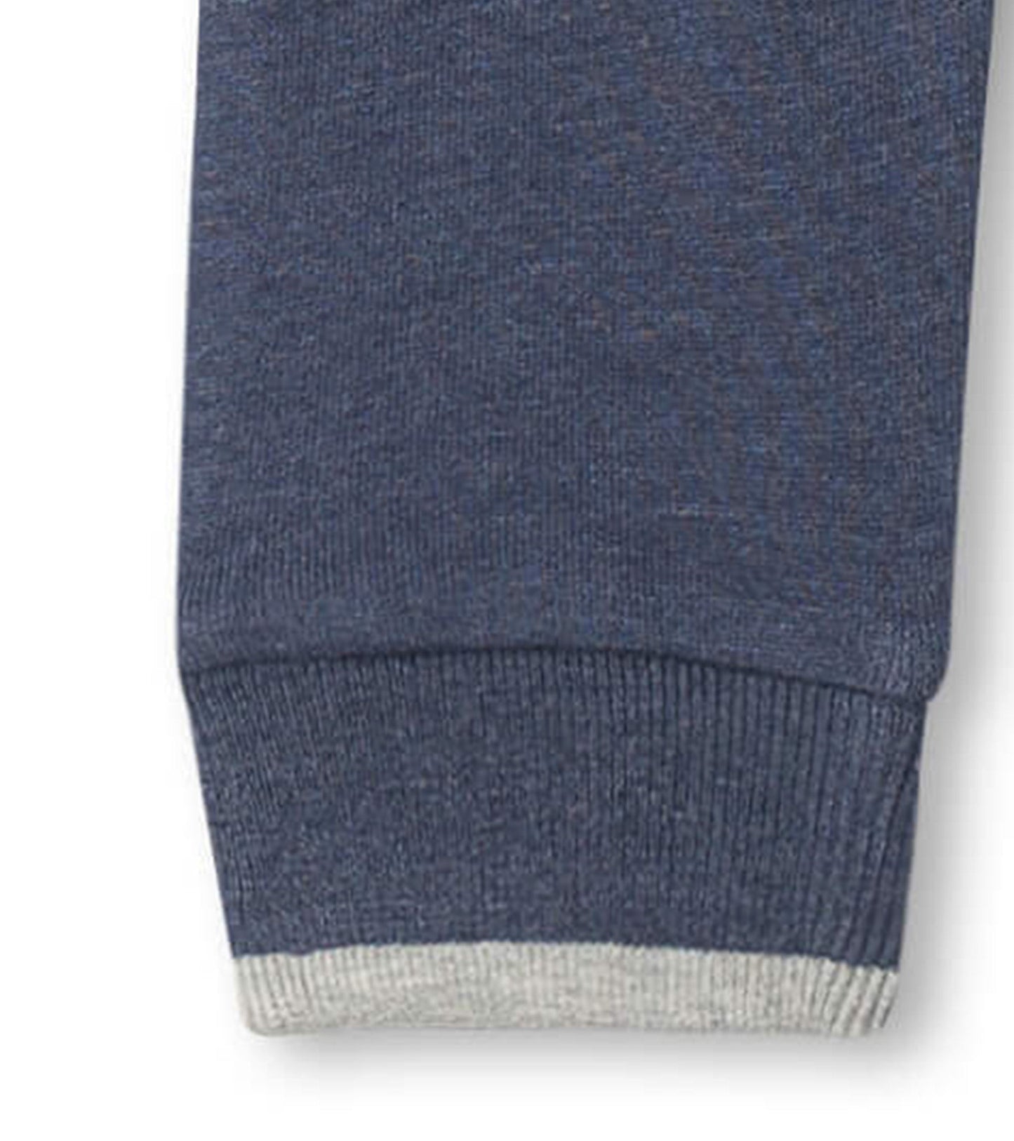 Navy joggers for baby and toddler boys with a kangaroo pocket and ribbed cuffs, made from soft, comfortable fabric.