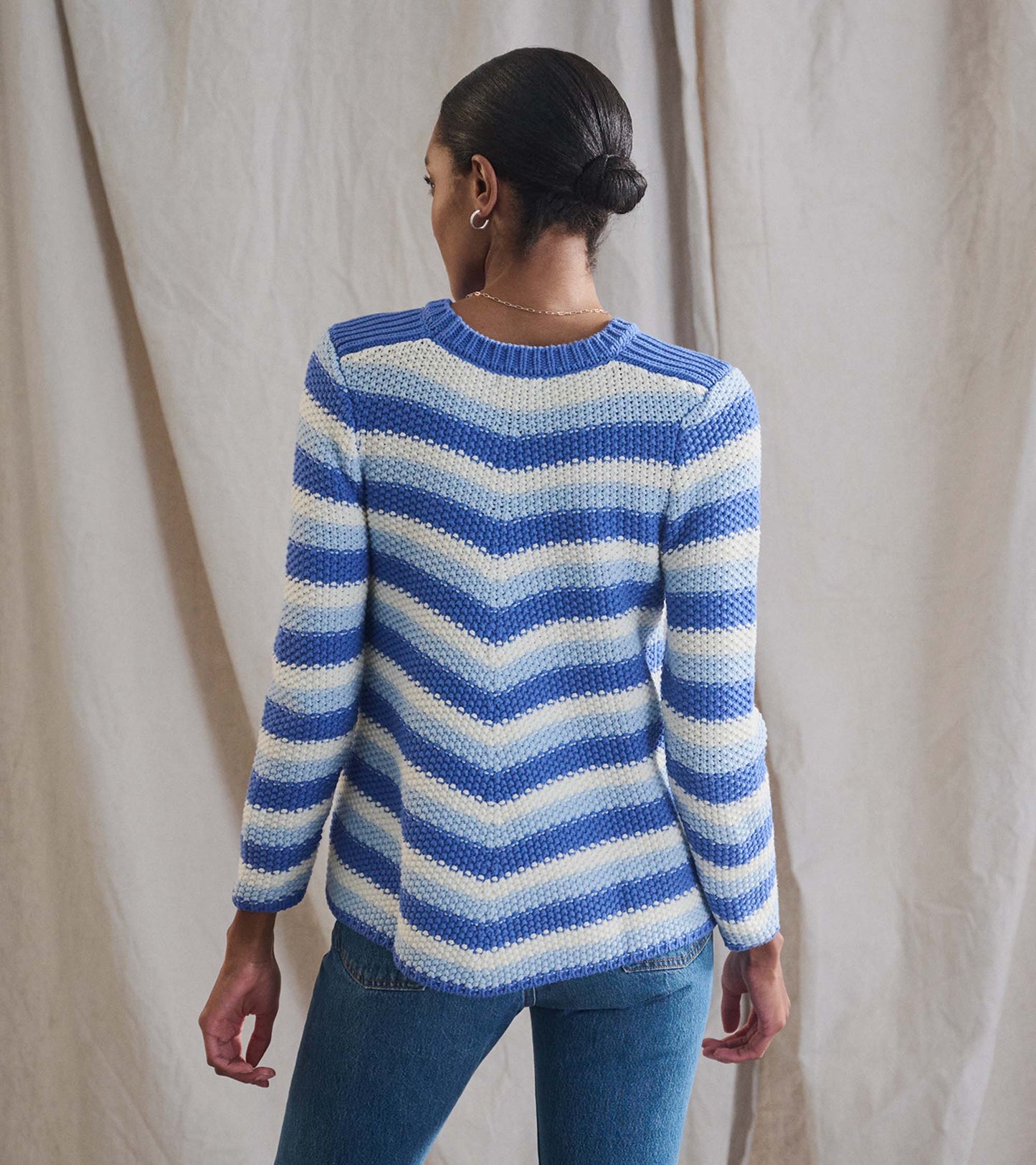 Chevron Swing Sweater - Navy Blue