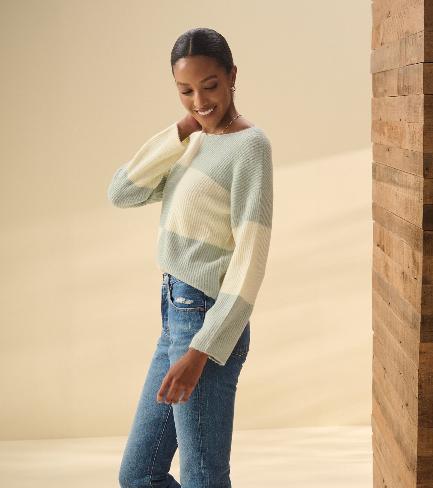 Monroe Sweater - Sage Green Blocks