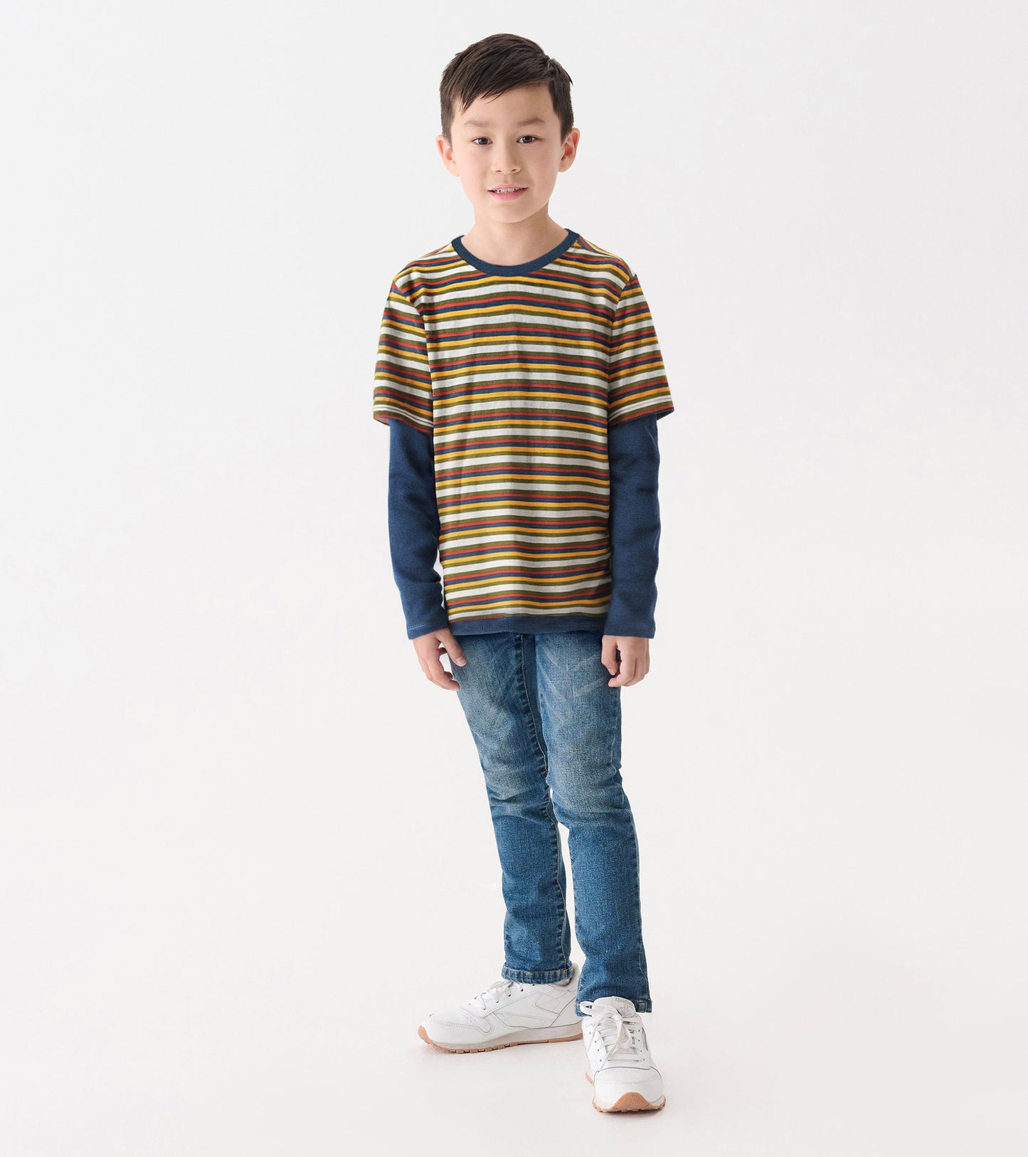 Boys Autumn Stripe Fooler Long Sleeve T-Shirt
