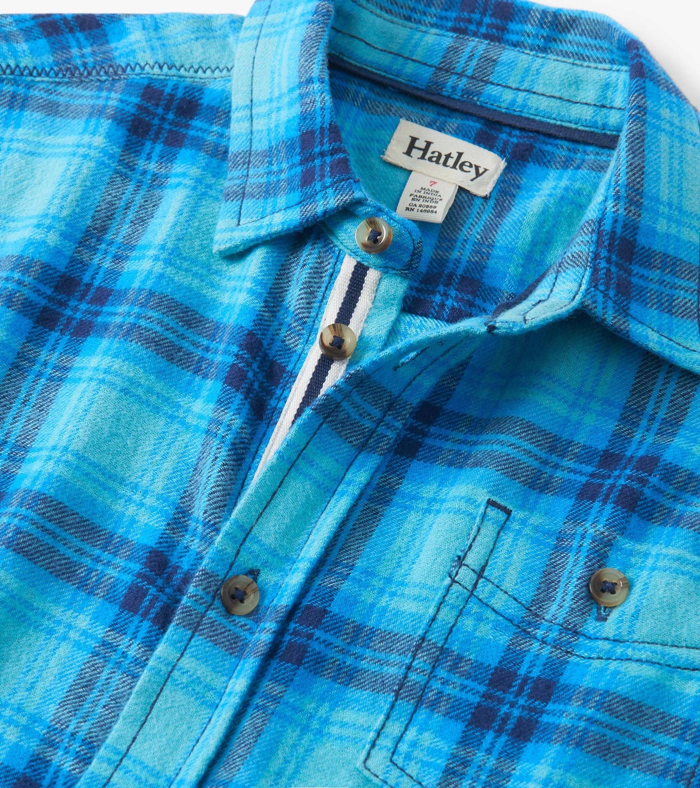 Boys Blue Stone Plaid Button Down Shirt