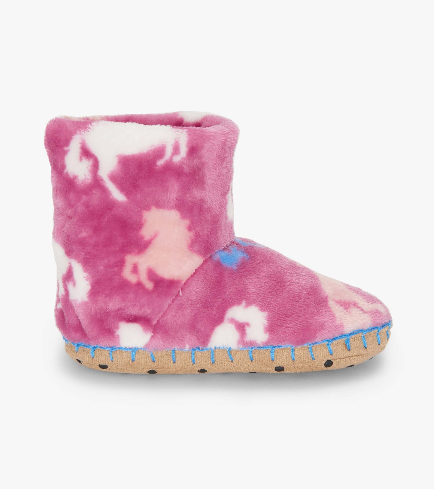 Girls Beautiful Horses Fuzzy Fleece Slippers