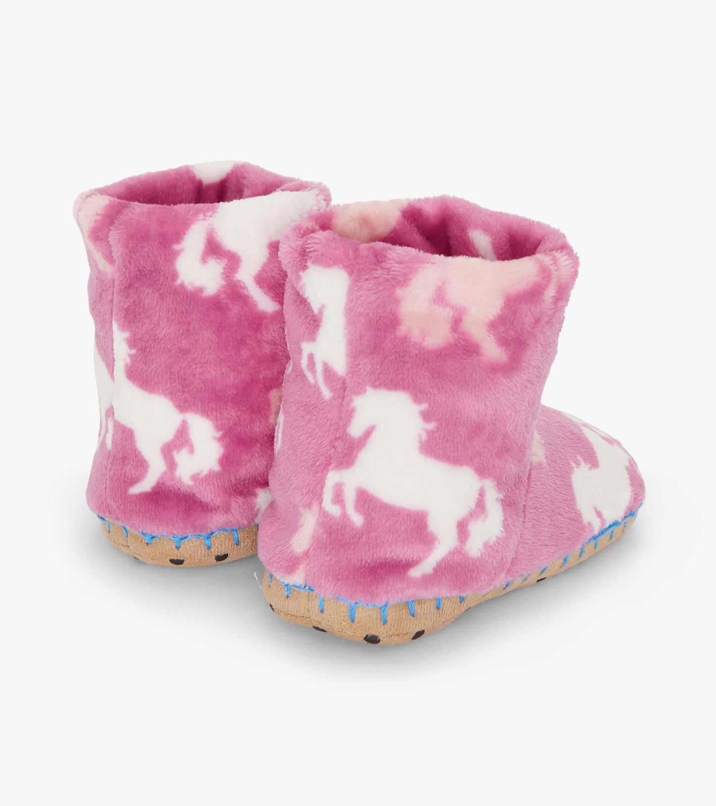 Girls Beautiful Horses Fuzzy Fleece Slippers