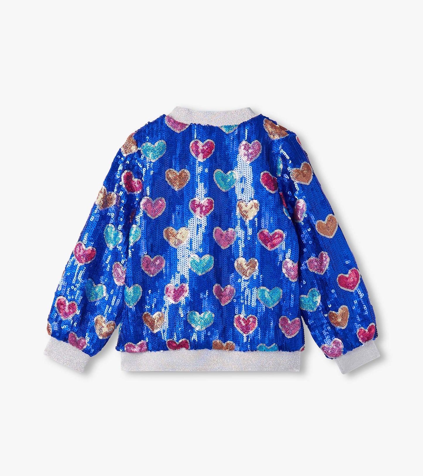 Girls Bursted Hearts Sequin Bomber Jacket
