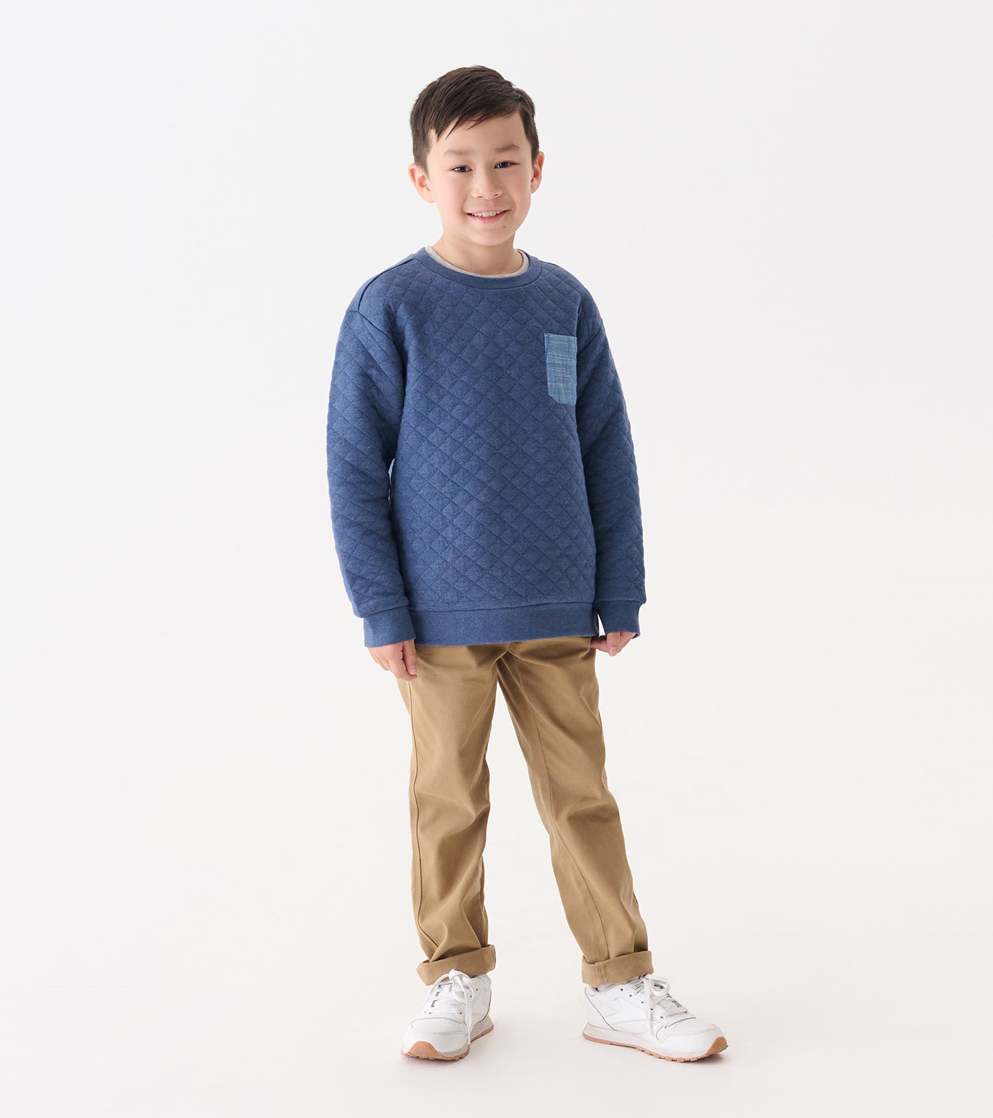 Boys Ensign Blue Quilted Pullover