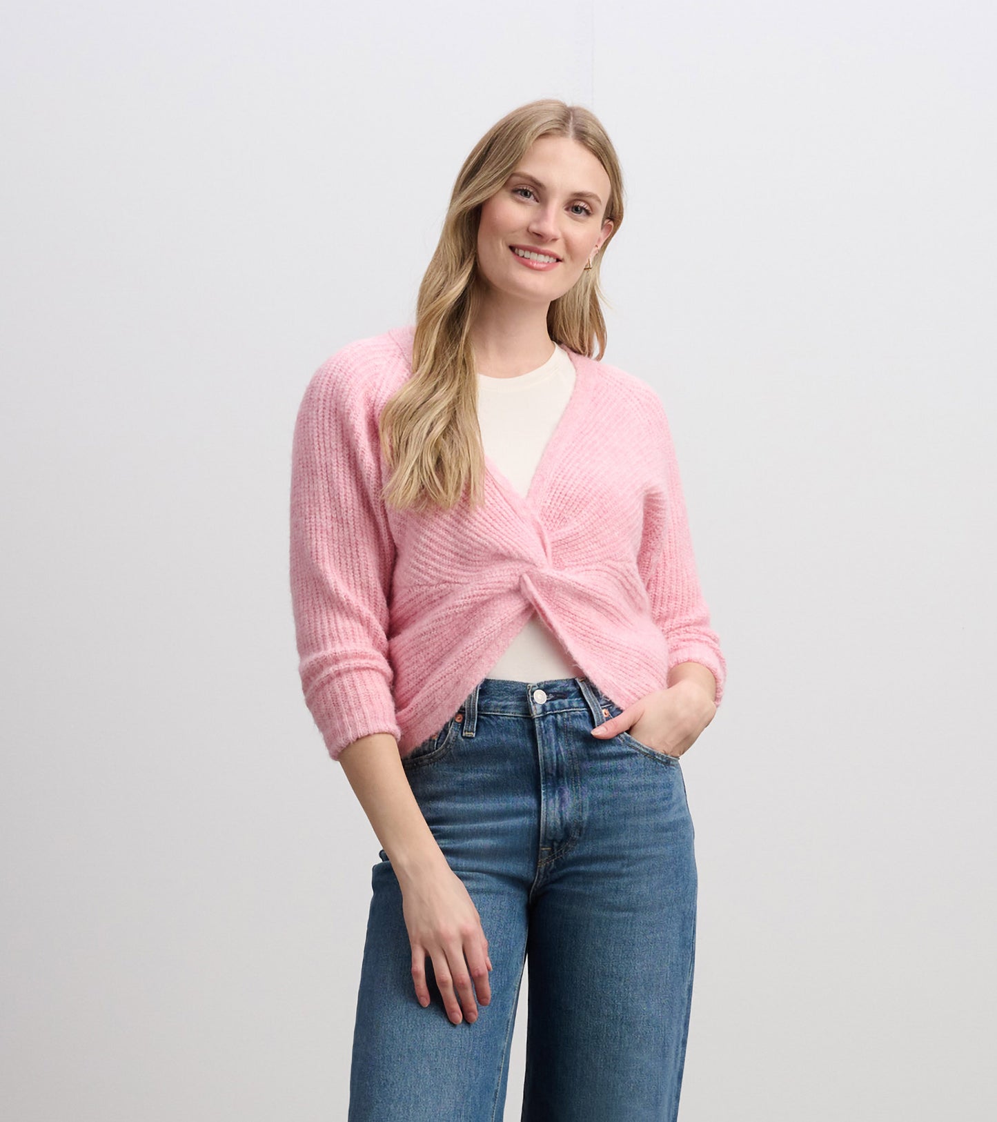 Cross Over Sweater - Pastel Pink