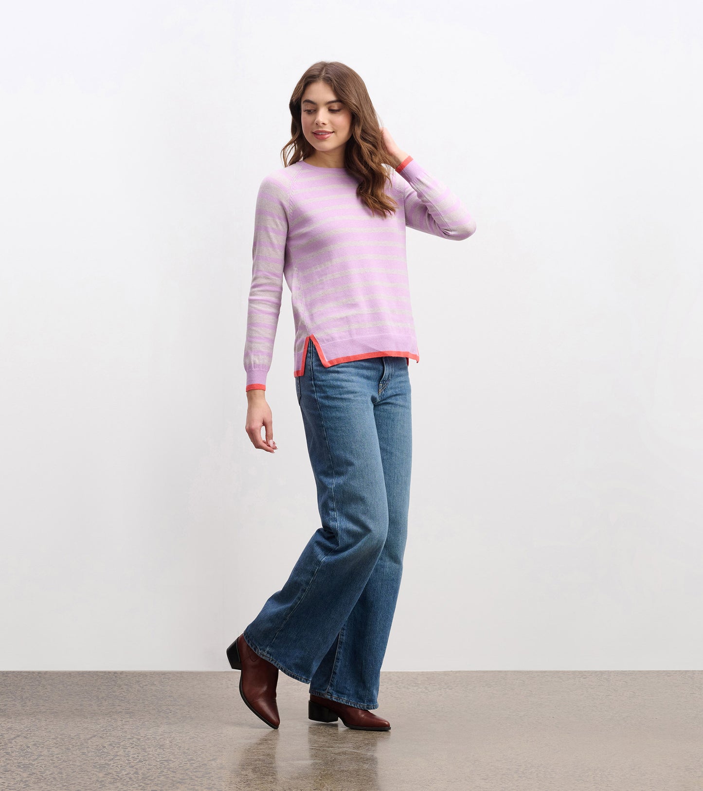 Olivia Sweater - Lilac Pink Stripes