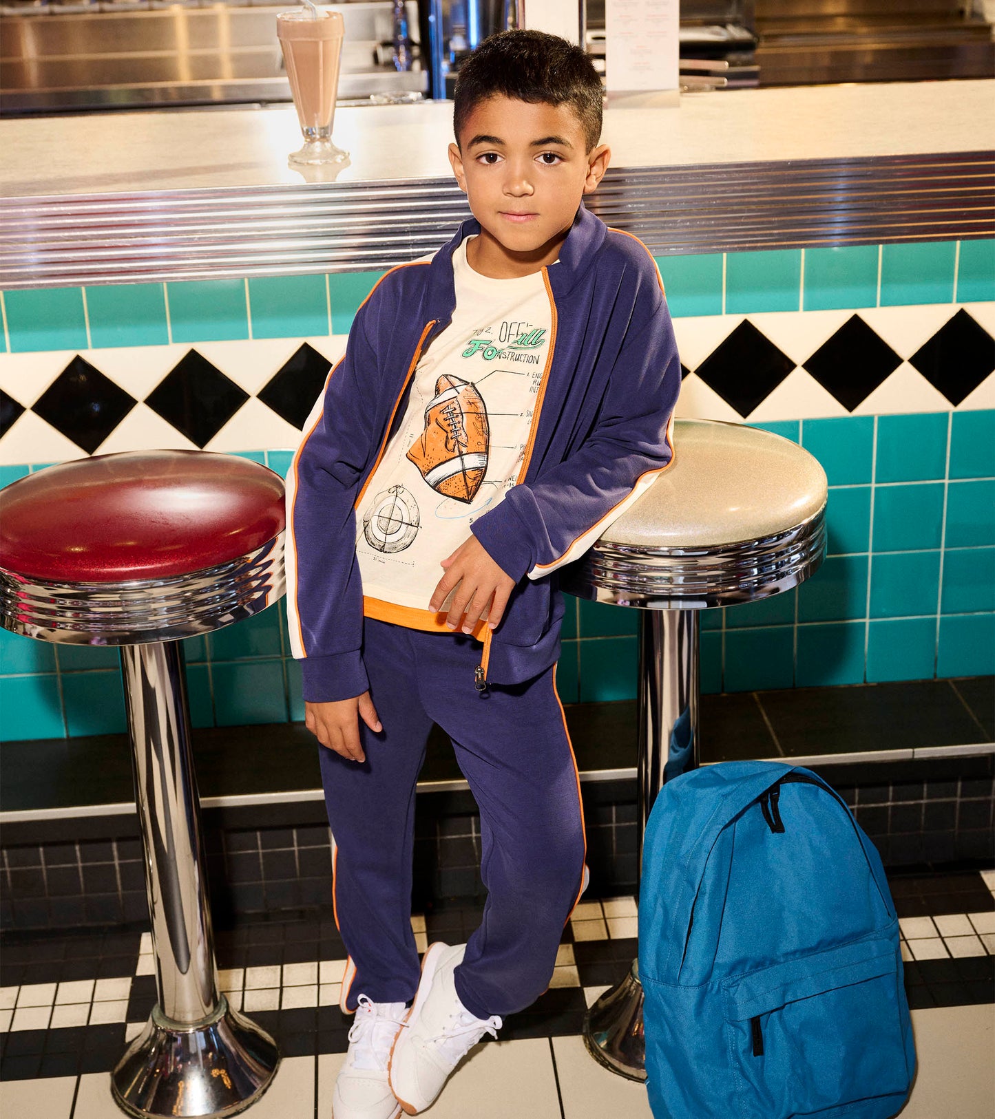 Boys Navy Mockneck Jacket