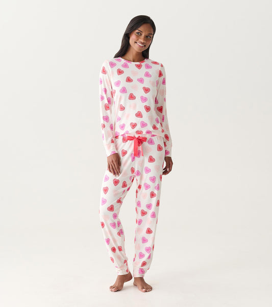Women's Cut Out Hearts Bamboo Pajama Set