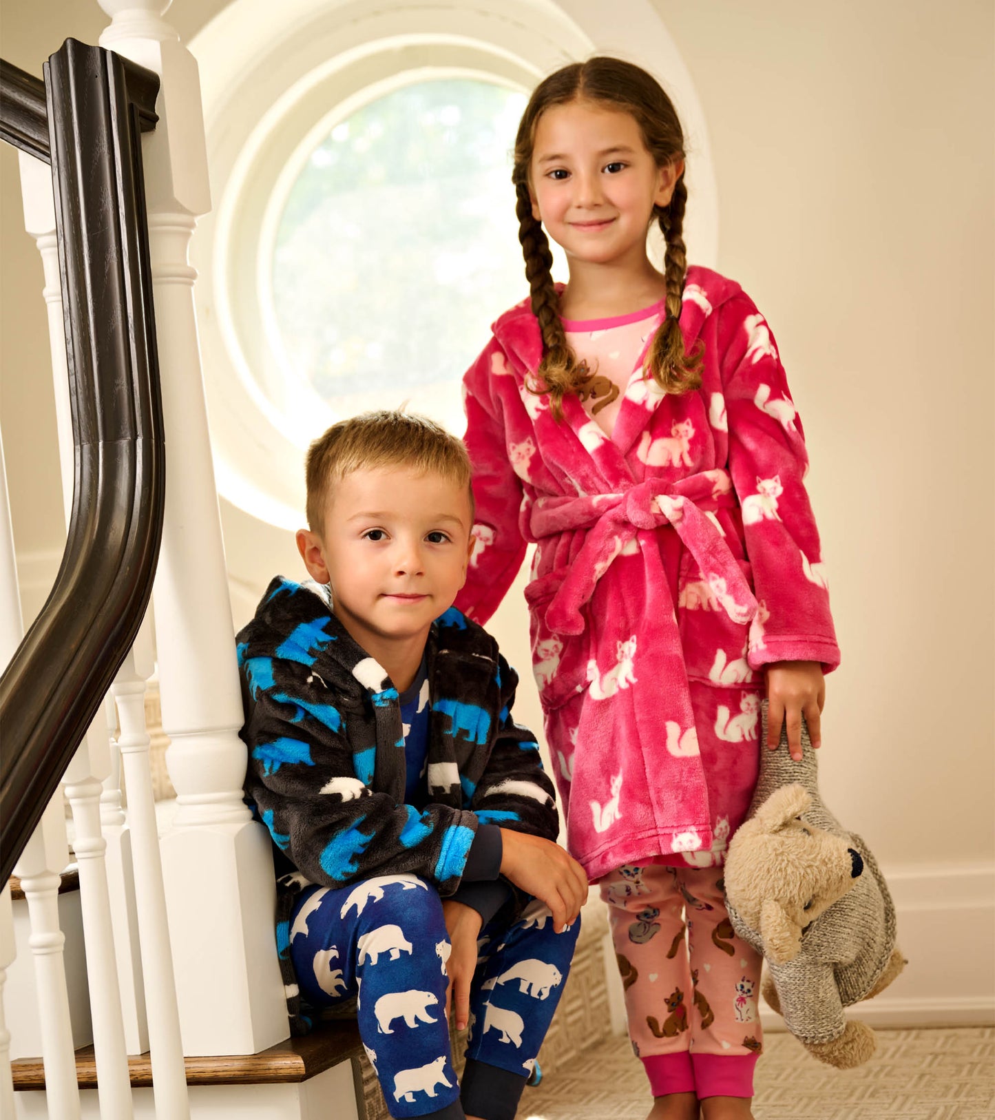 Boys Polar Bear Silhouette Fuzzy Fleece Robe