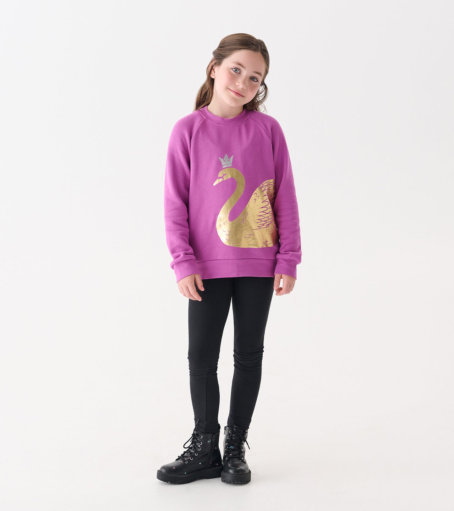 Girls Swan Slouchy Pullover