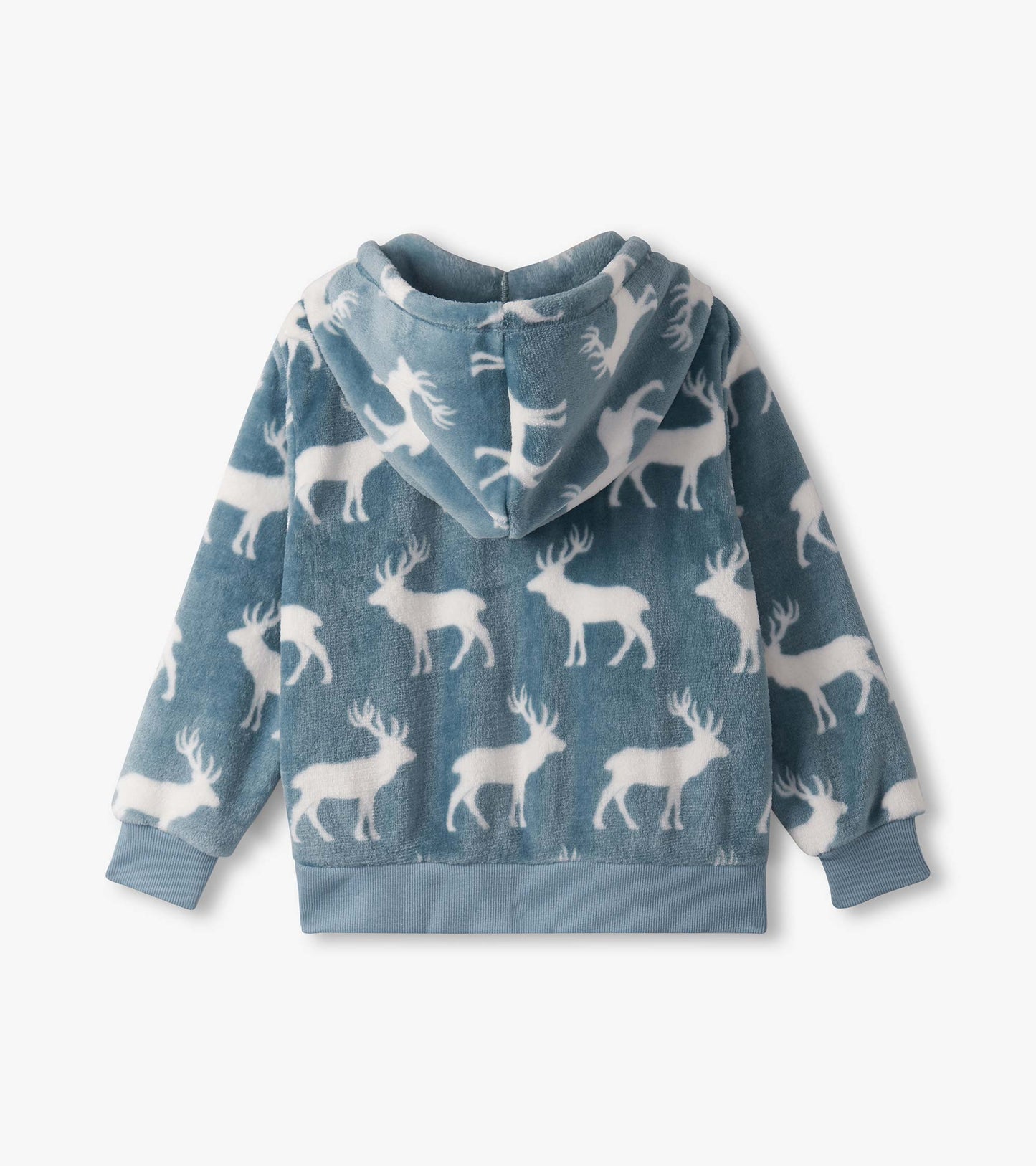 Boys Staggered Elks Fuzzy Fleece Zip-Up Hoodie