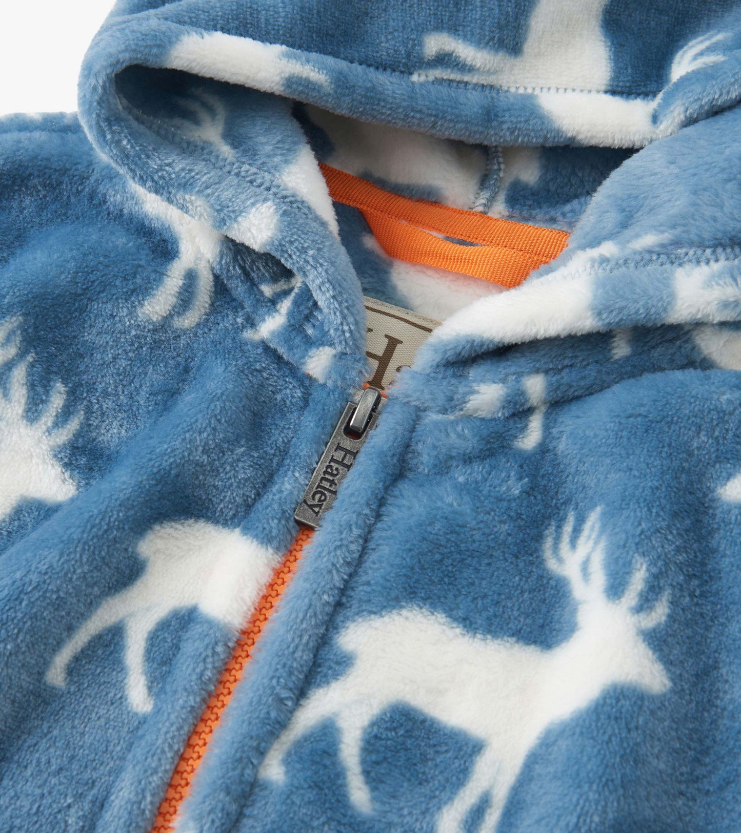 Boys Staggered Elks Fuzzy Fleece Zip-Up Hoodie