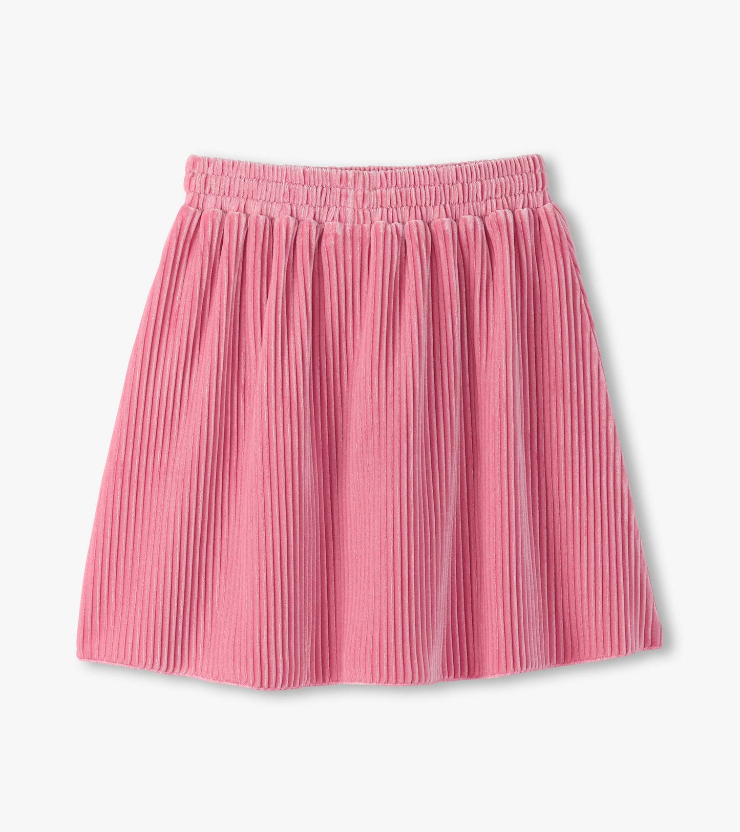 Girls Sea Pink Pleated Velour Skirt