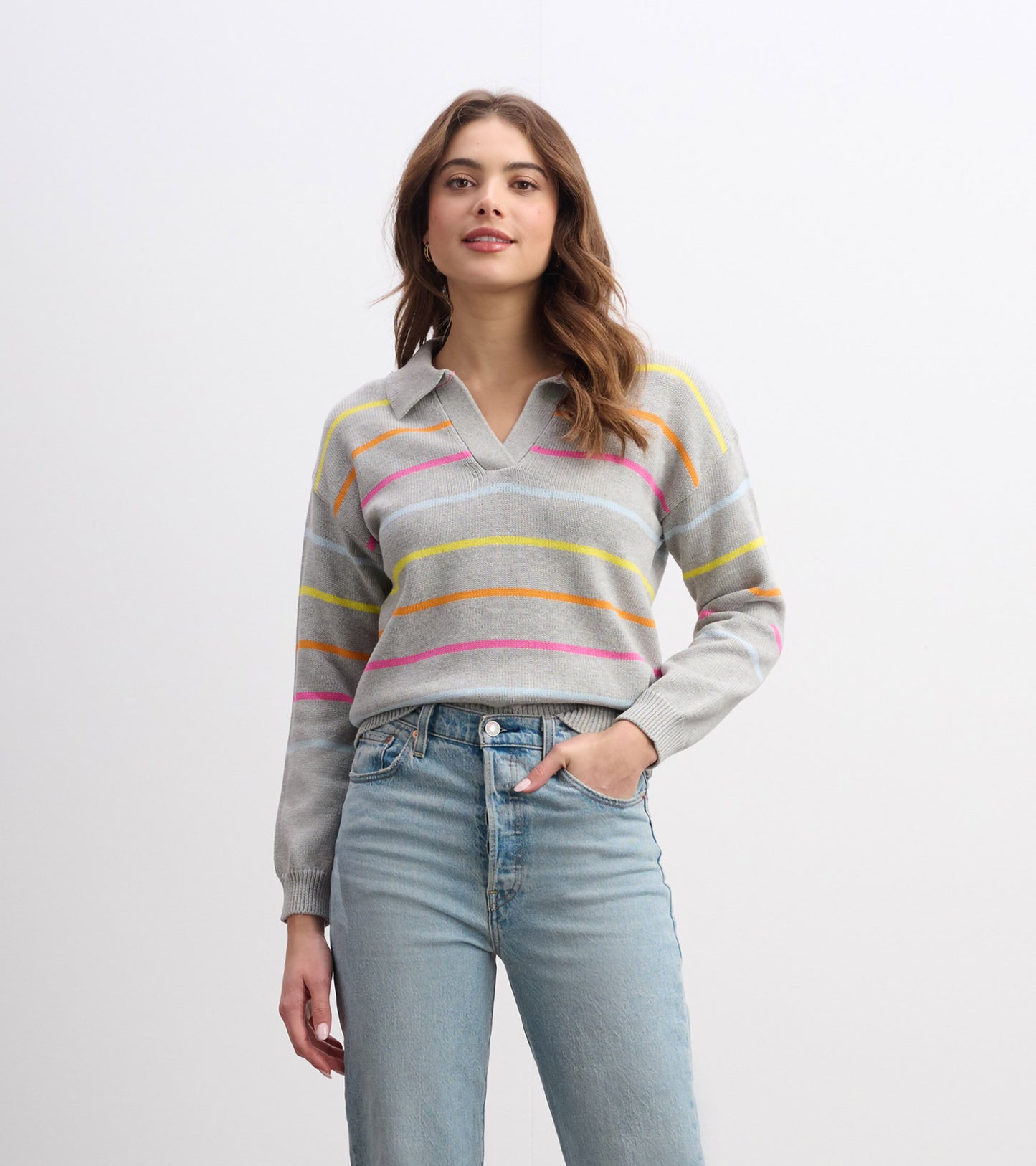 Johnny Collar Sweater - Sorbet Stripes