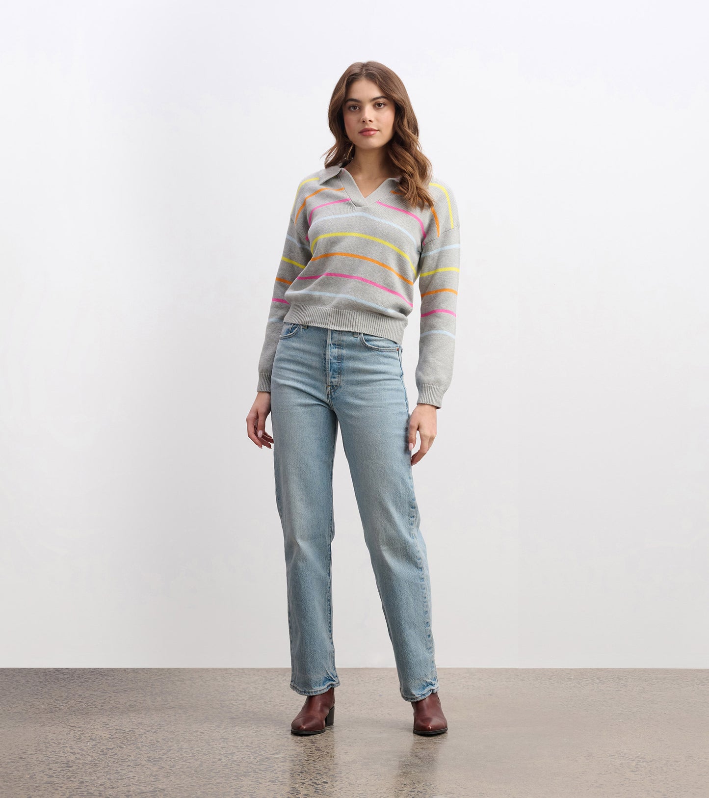 Johnny Collar Sweater - Sorbet Stripes