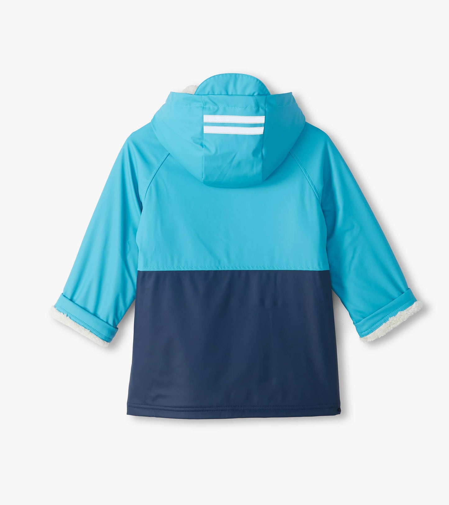 Boys Blue Colourblock Sherpa Lined Rain Jacket
