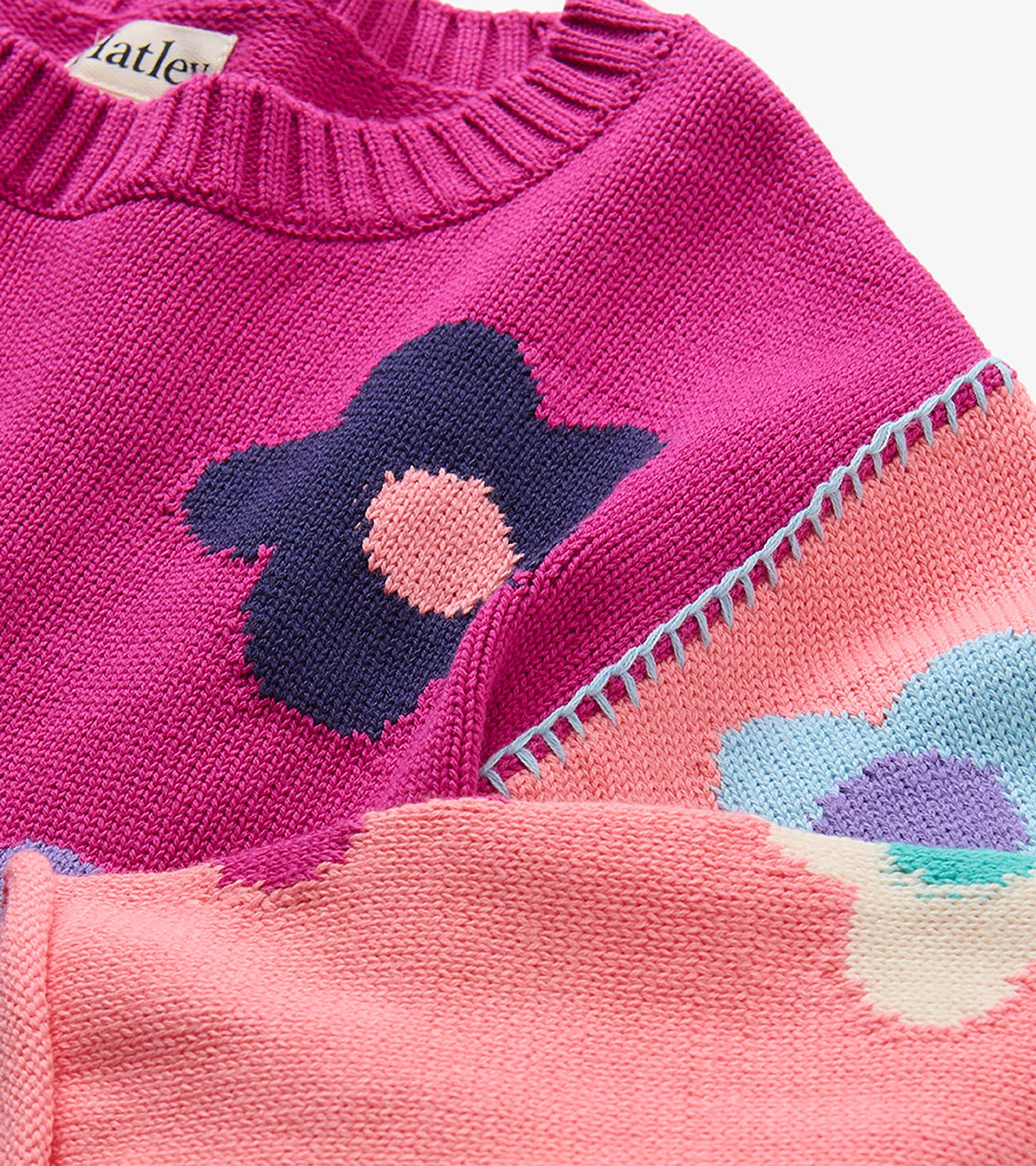 Girls Cute Floral Slouchy Sweater