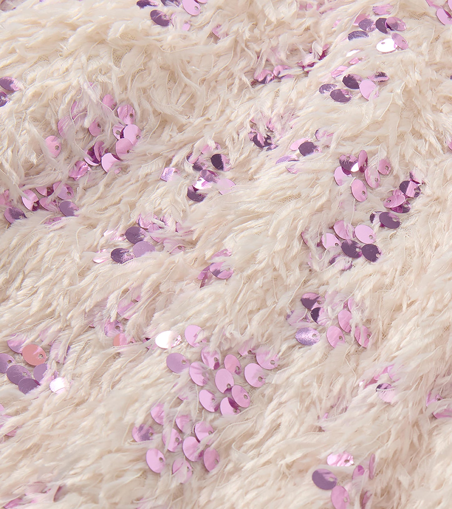 Girls Pink Sequins on Cream Feathers Pullover