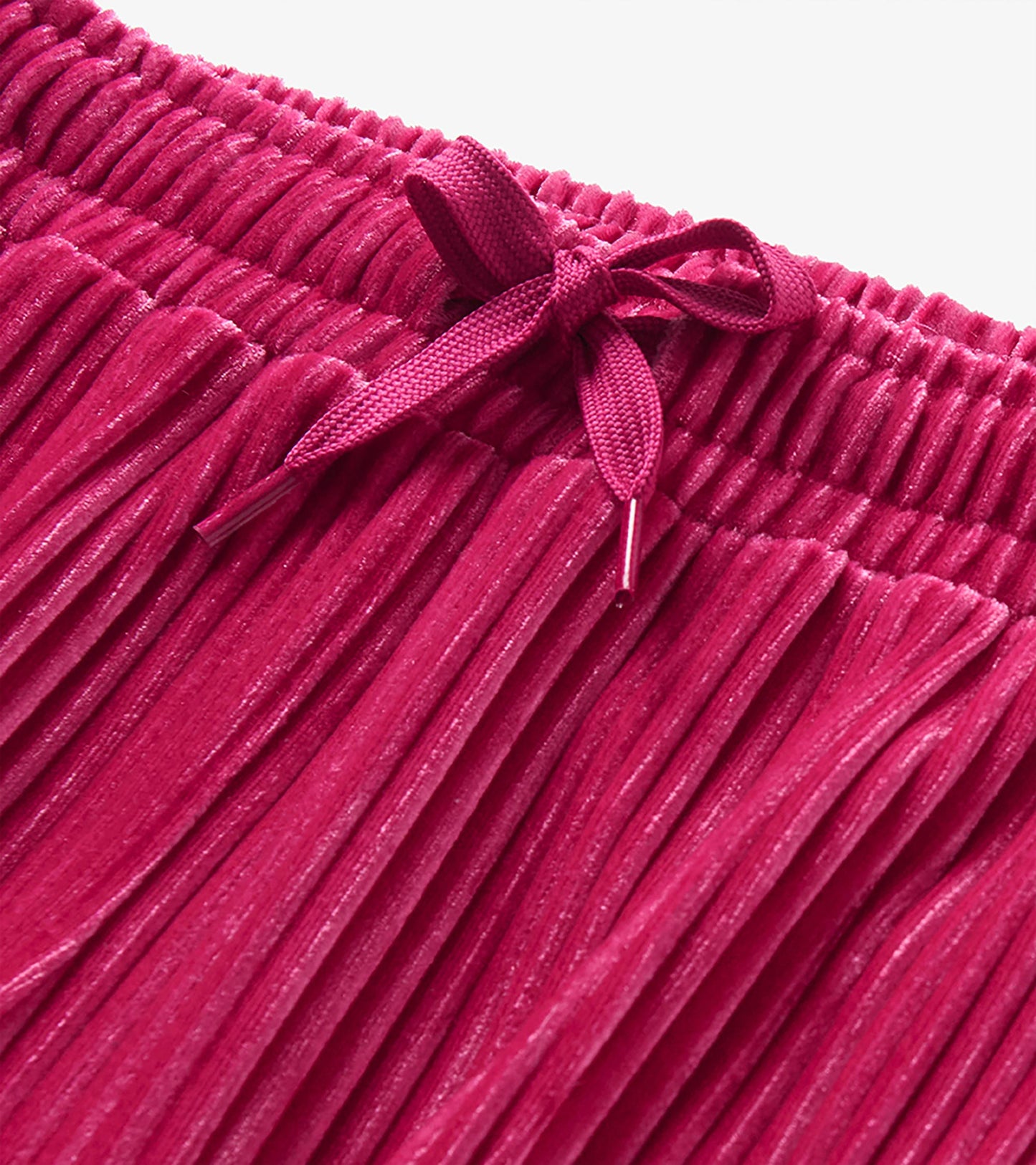 Girls Pink Pleated Velour Relaxed Pants