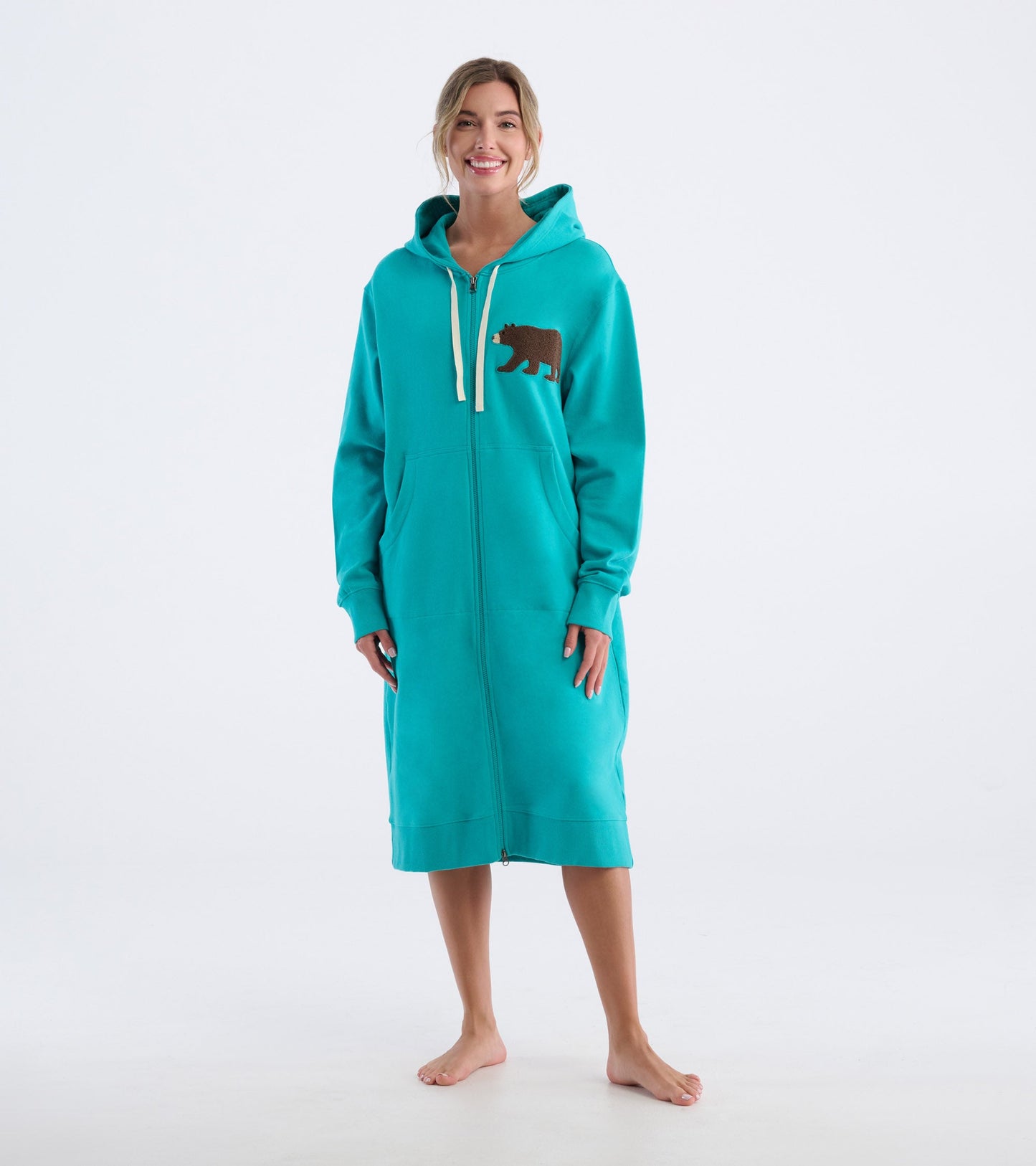 Women's Brown Bear Oversized Zip-Up Hoodie