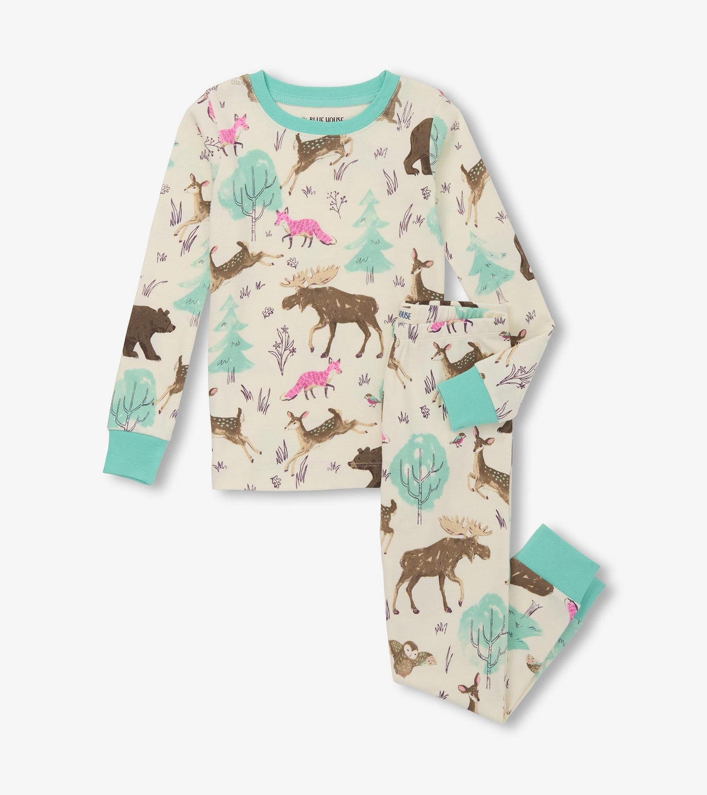 Girls Forest Animals Pajama Set