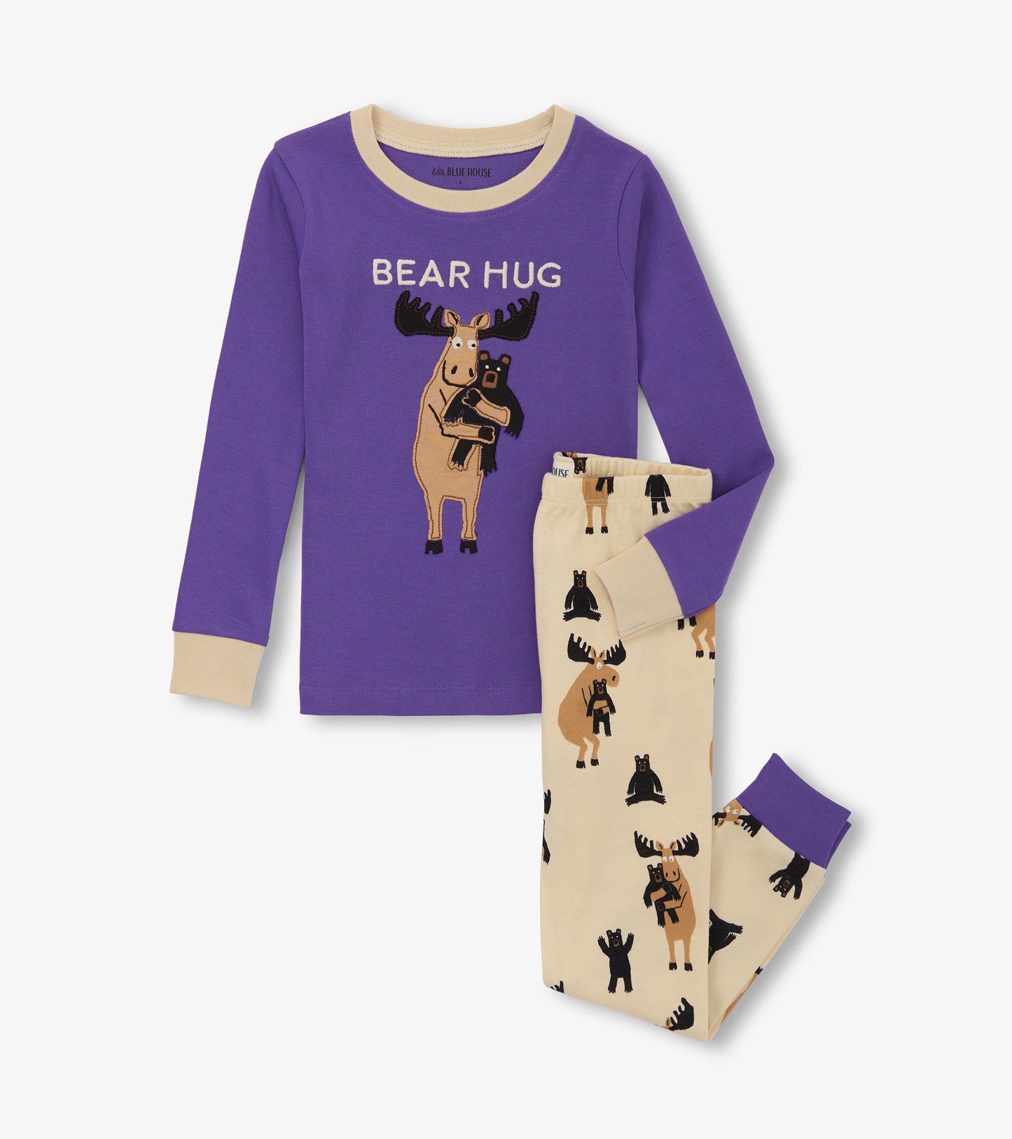 Girls Moose Bear Hug Pajama Set