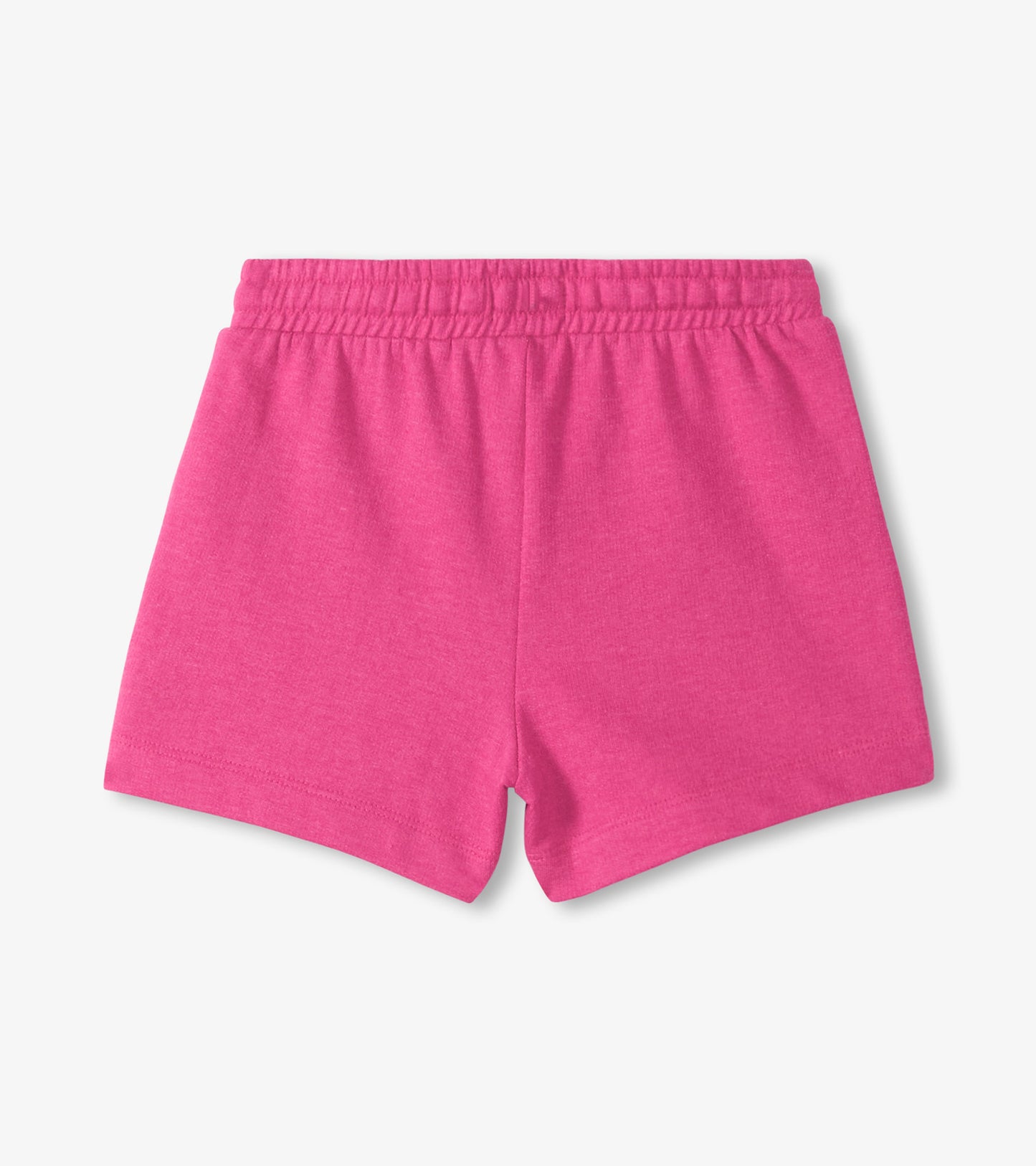 Pink girls’ knit shorts with elastic waistband, front view