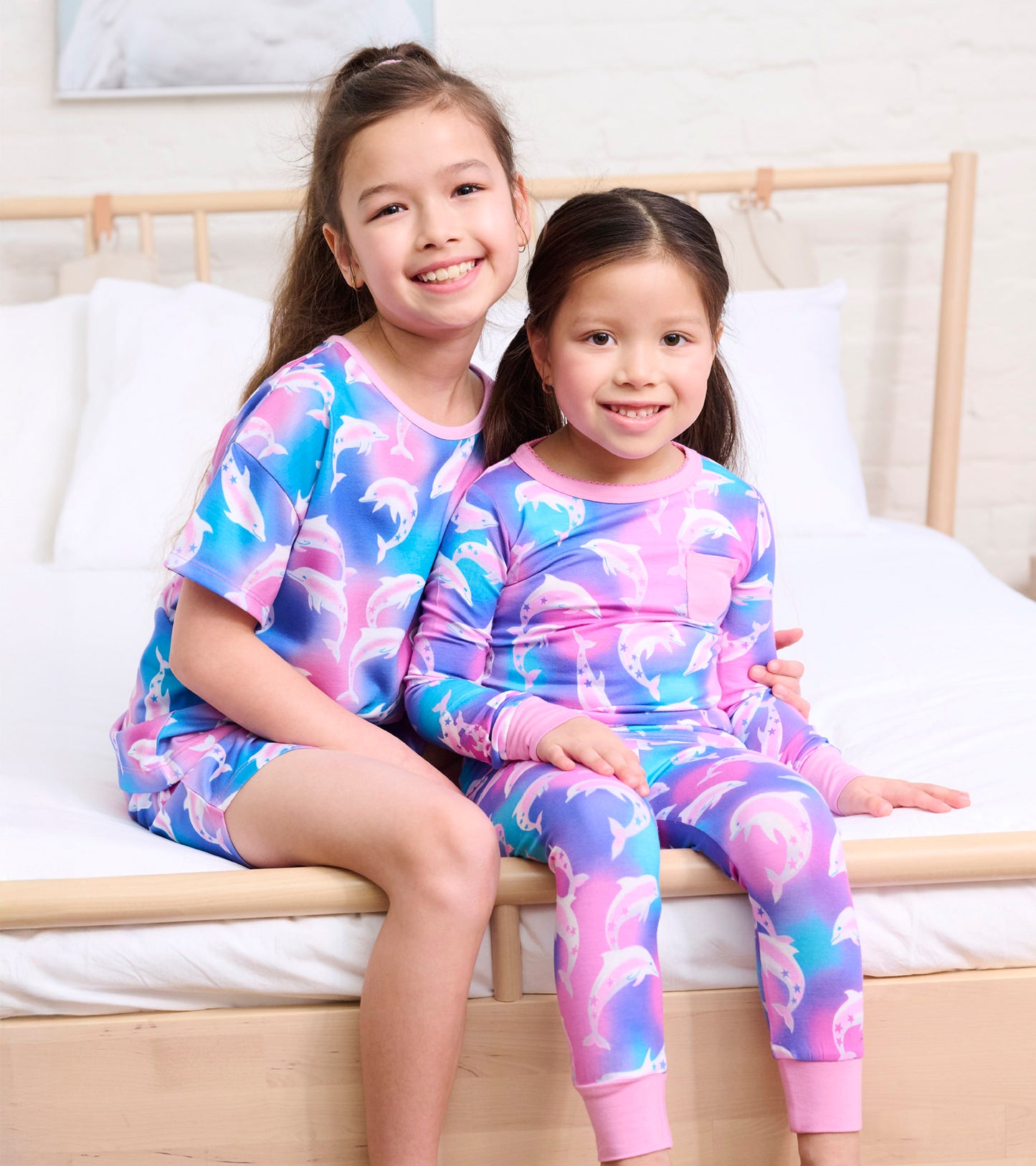 Girls Airbrush Dolphins Tee and Shorts Pajama Set