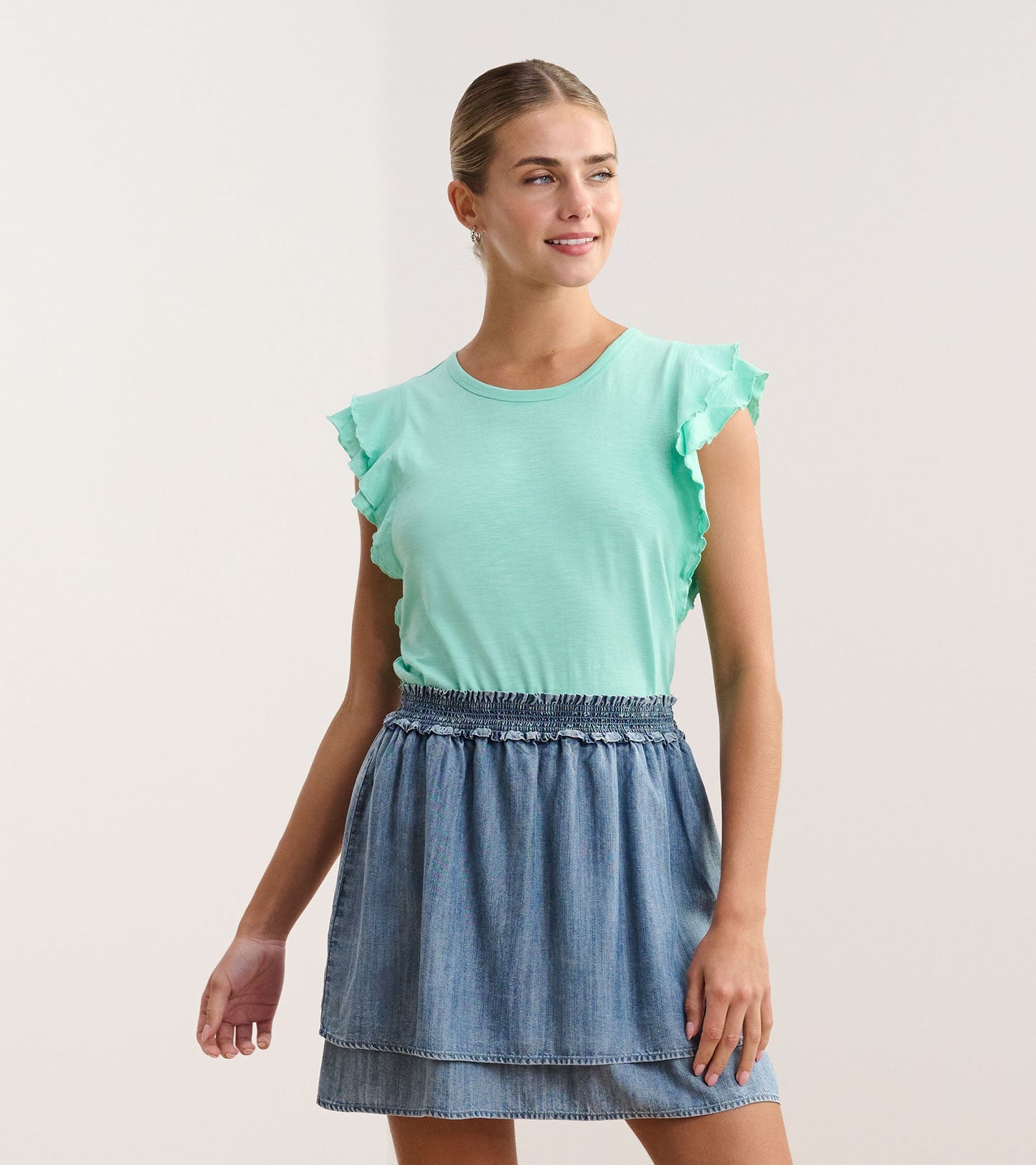 Layered Sleeve Tank - Turquoise