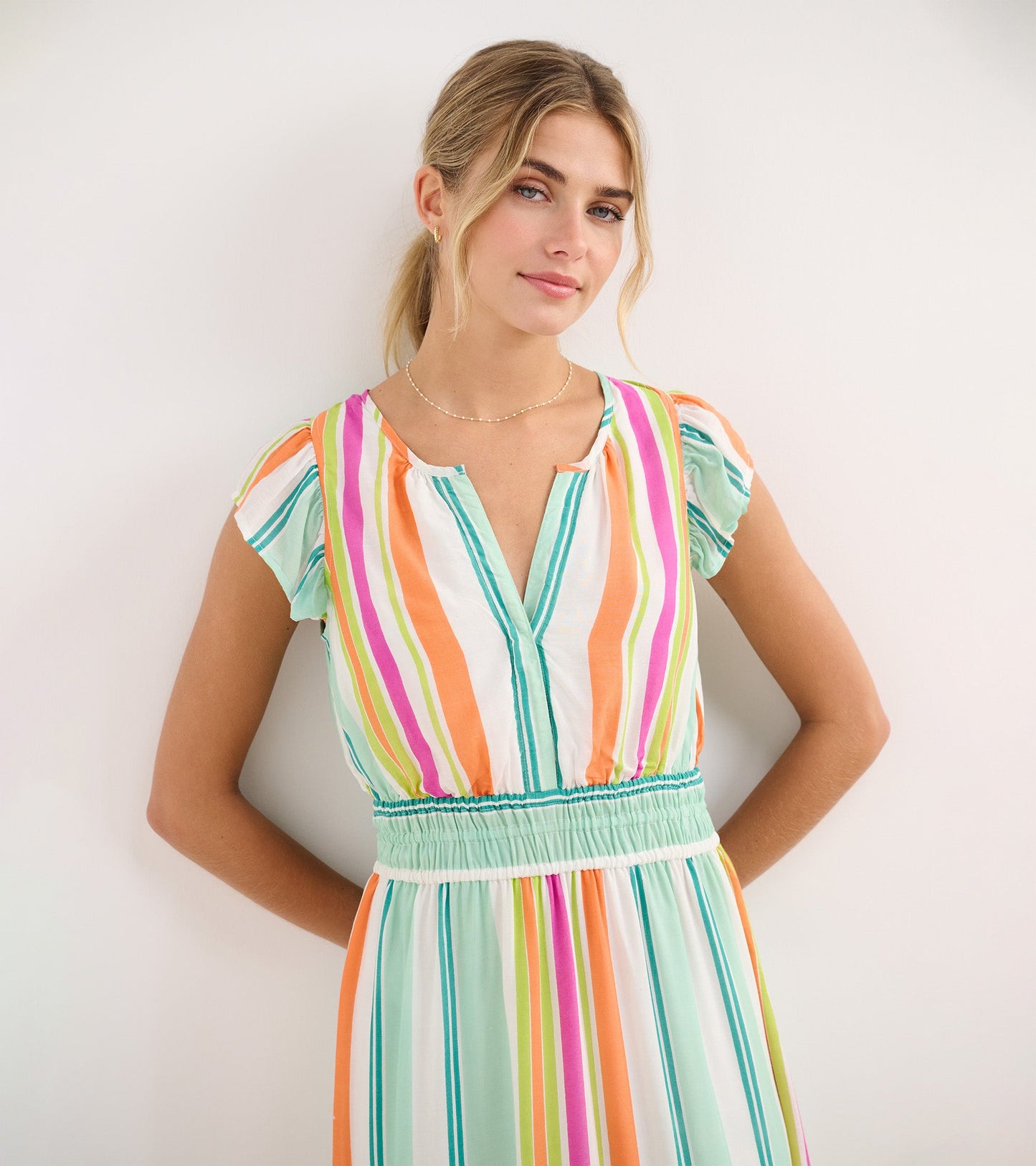 Fiona Midi Dress - Sea Glass Stripes