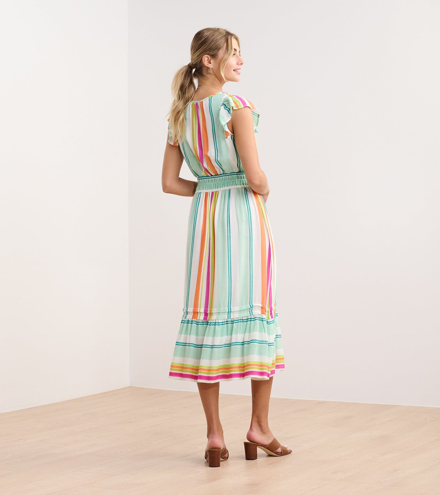 Fiona Midi Dress - Sea Glass Stripes