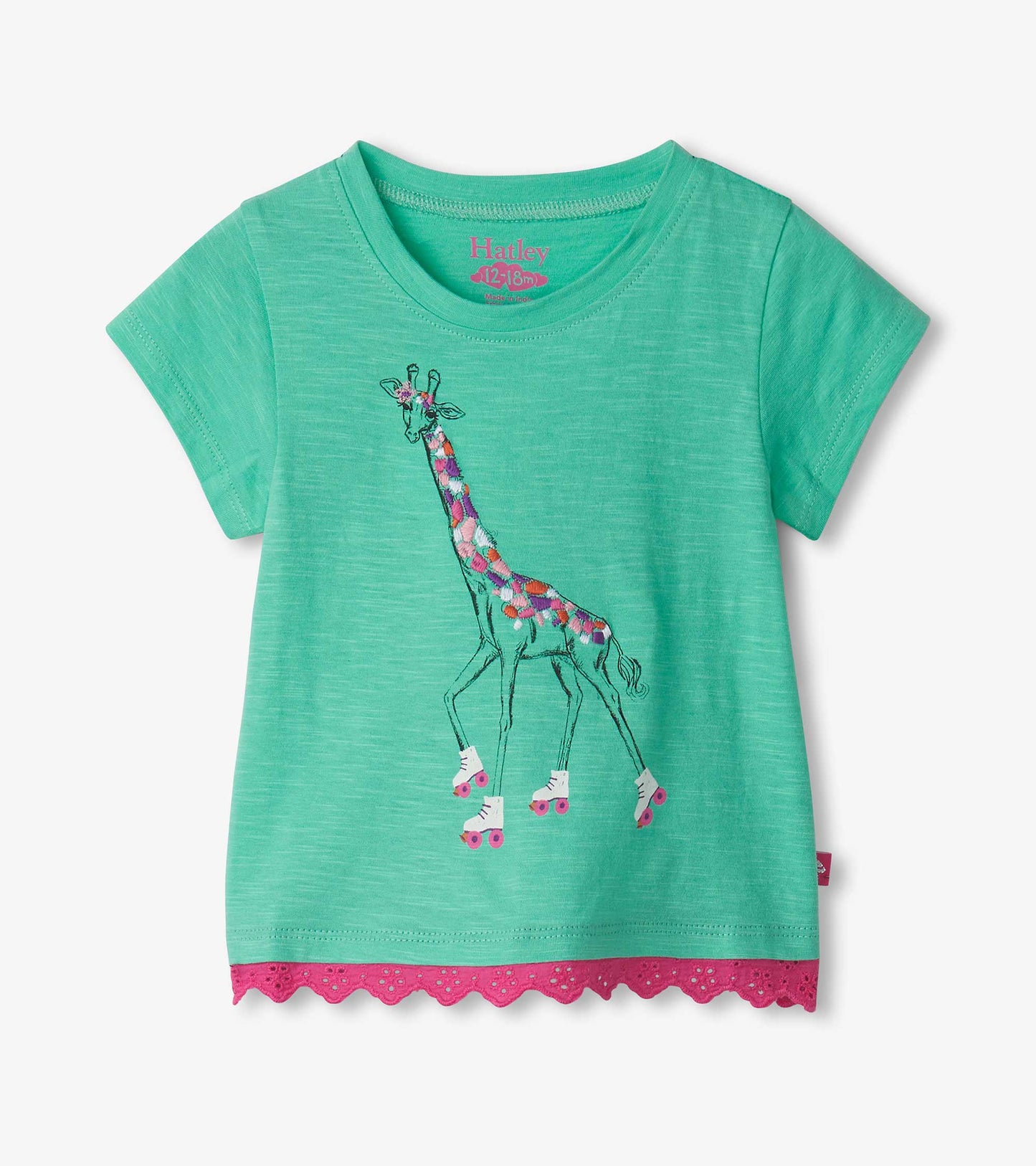 Baby & Toddler Girls Green Giraffe Eyelet Trim T-Shirt