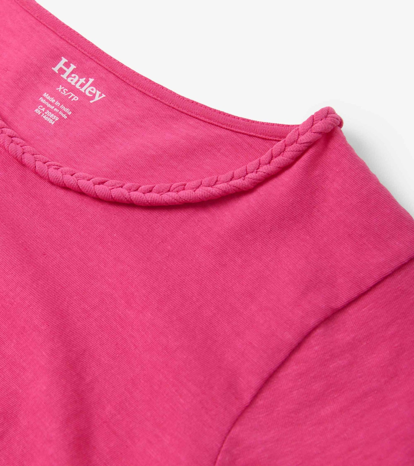 Braided Neck Tee - Fuschia