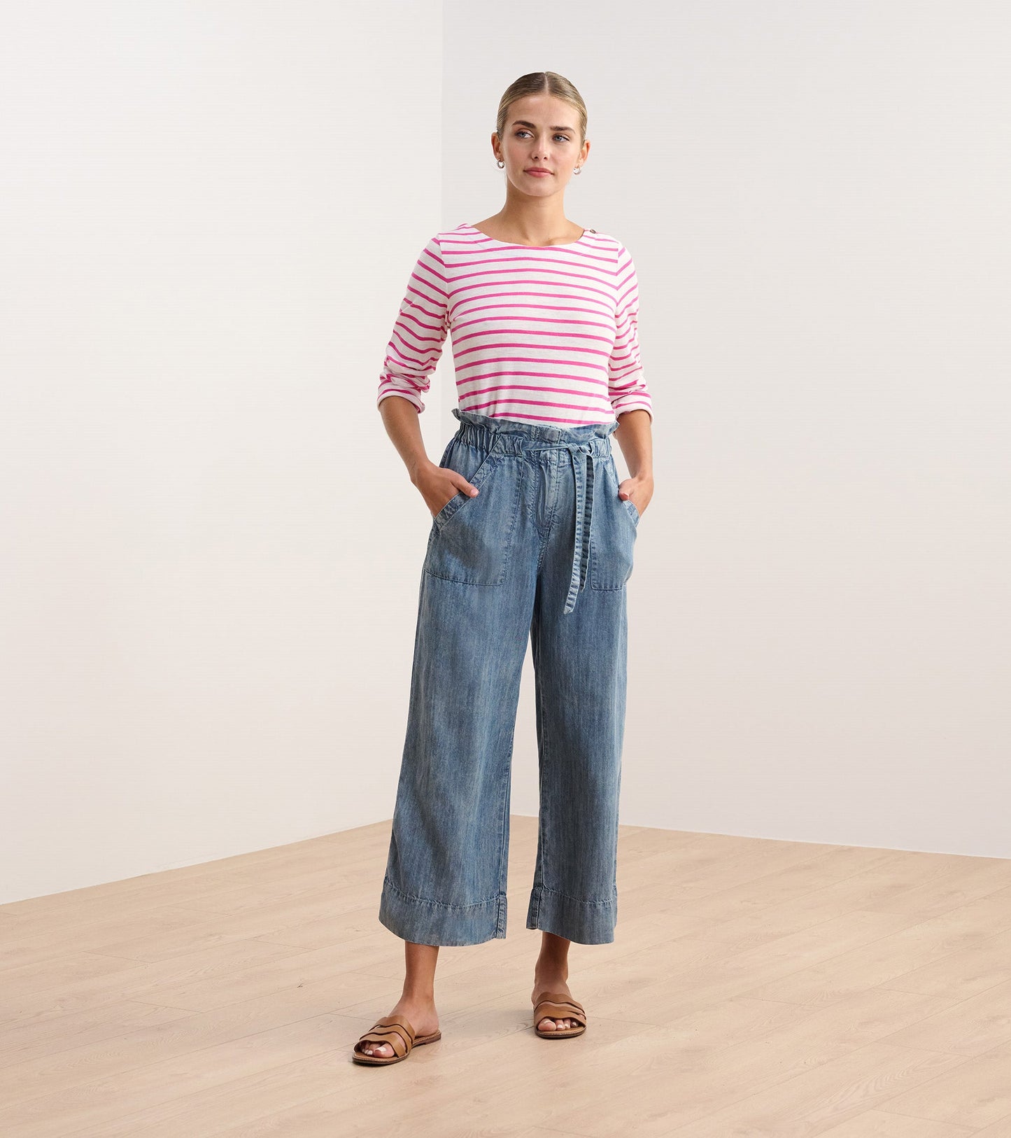 Button Breton - Fuchsia Stripes