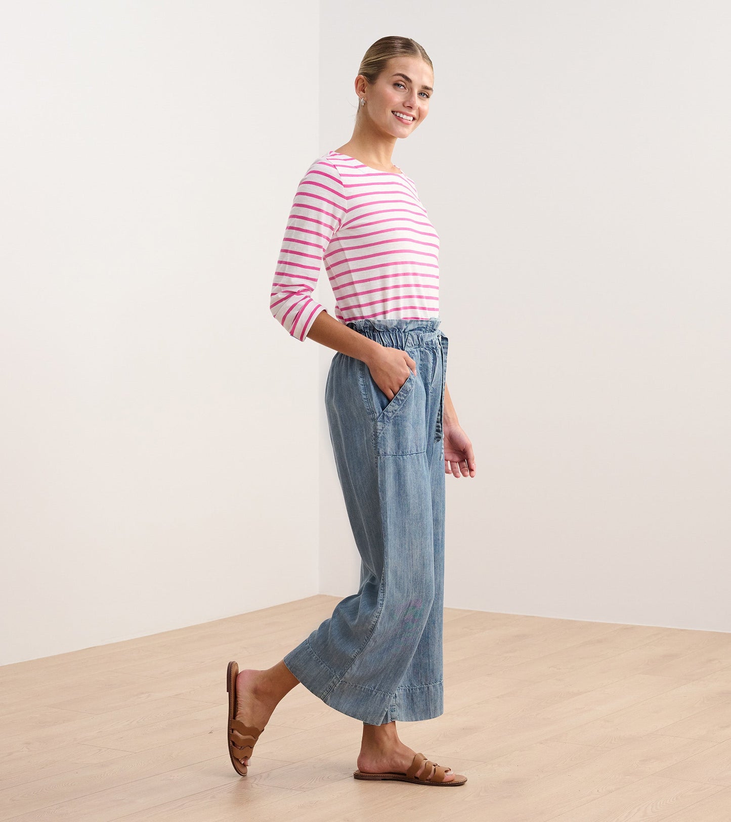 Button Breton - Fuchsia Stripes