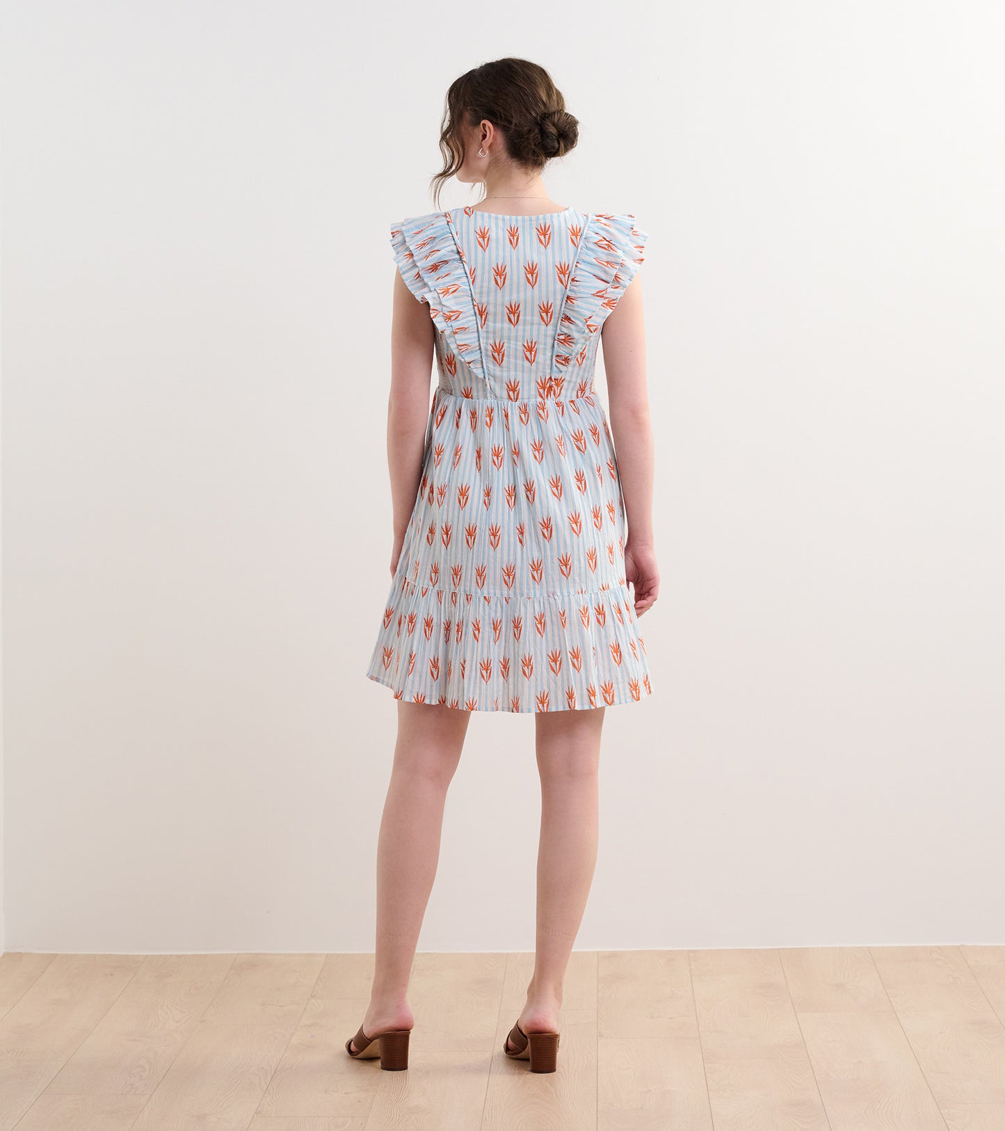 Zoe Ruffle Sleeve Dress - Floral Stripes