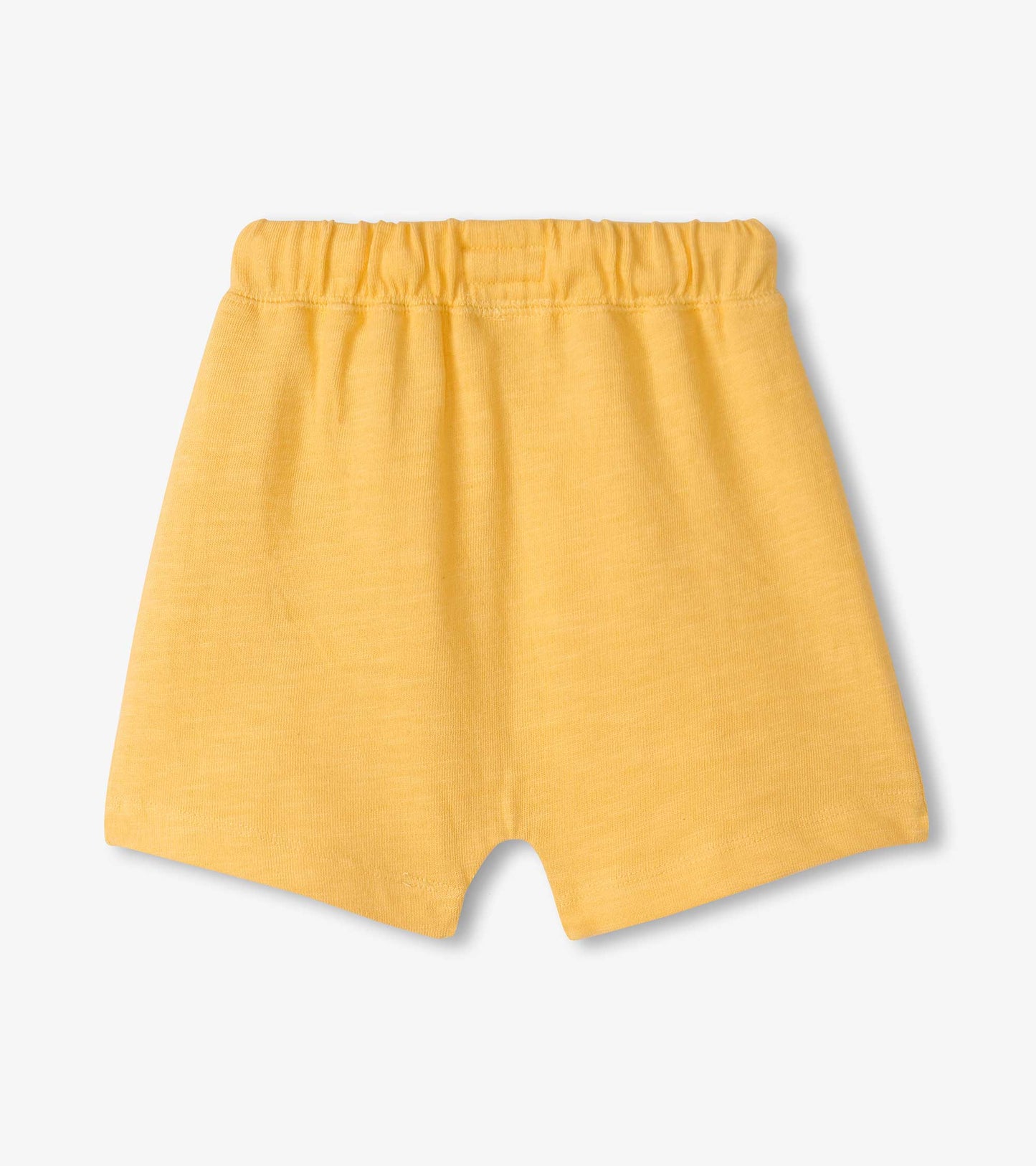 Golden cream kangaroo shorts with an elastic waistband, designed for baby and toddler boys.