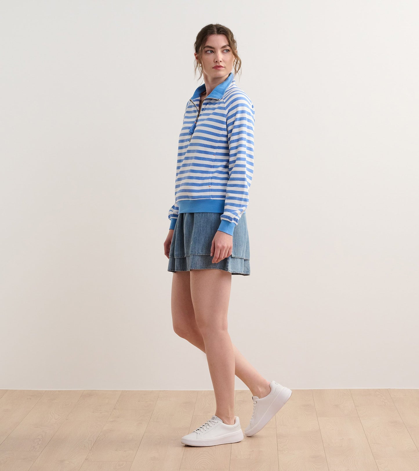 Mock Neck Pullover - Marina Stripes