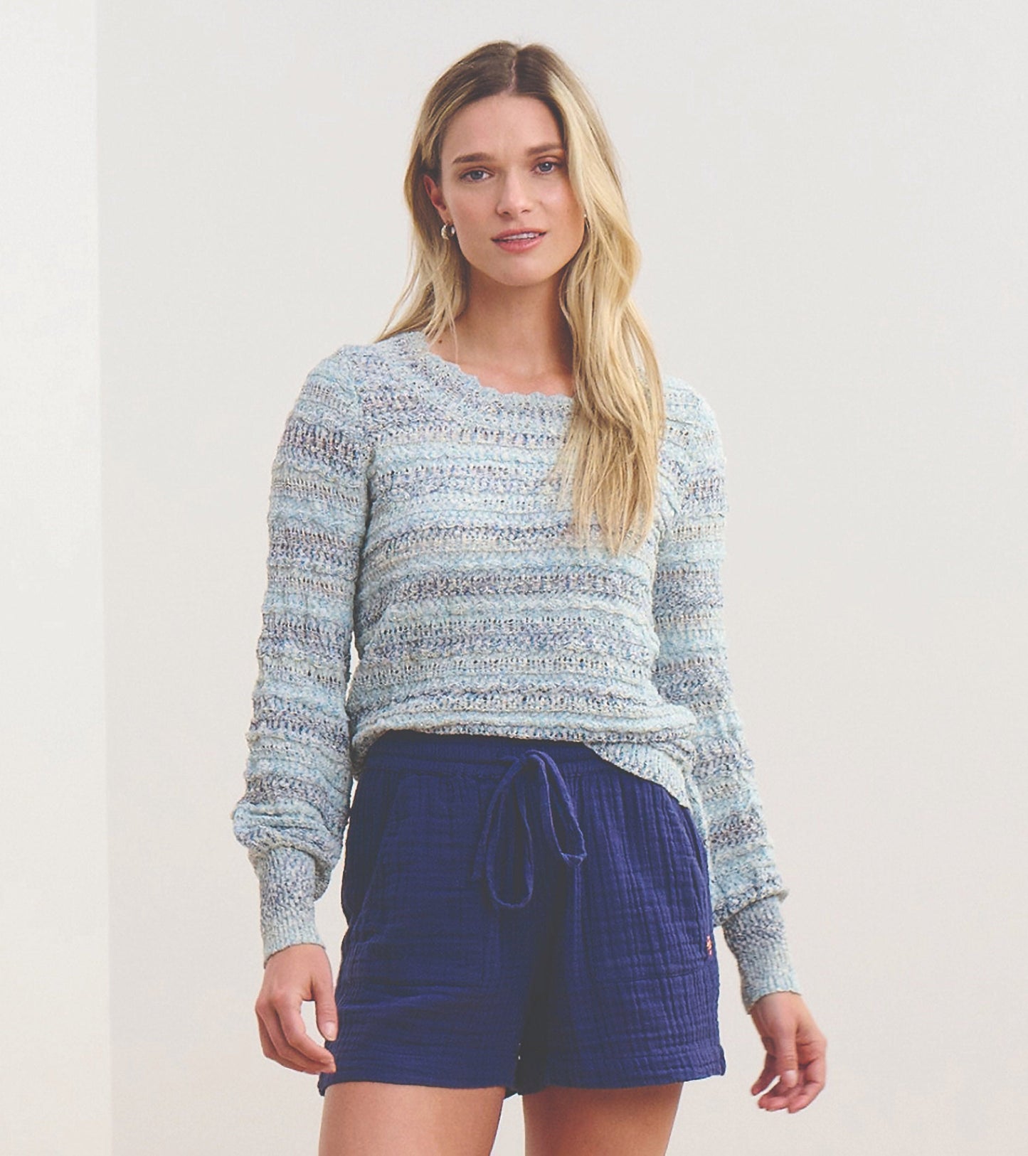 Pointelle Sweater - Wavy Stripes