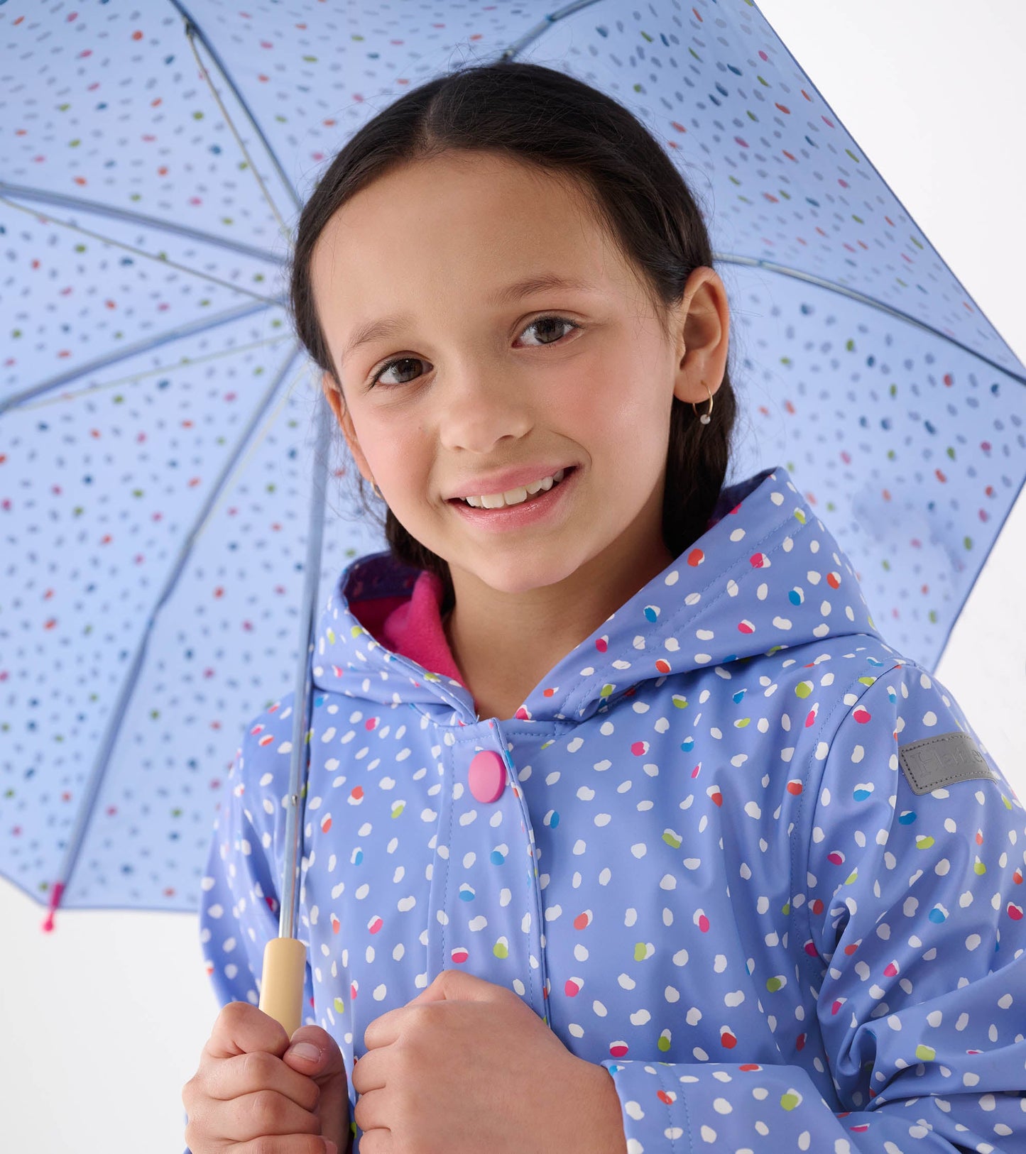 Girls Lots of Dots Button-Up Rain Jacket